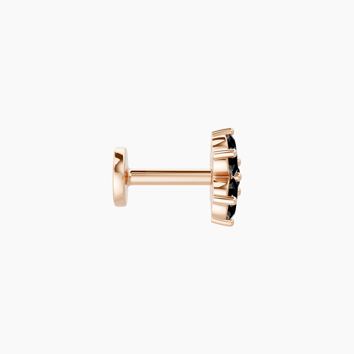 Chloris | 18k Rose Gold 5 mm 6 mm Flower Black Diamond Nose Piercing