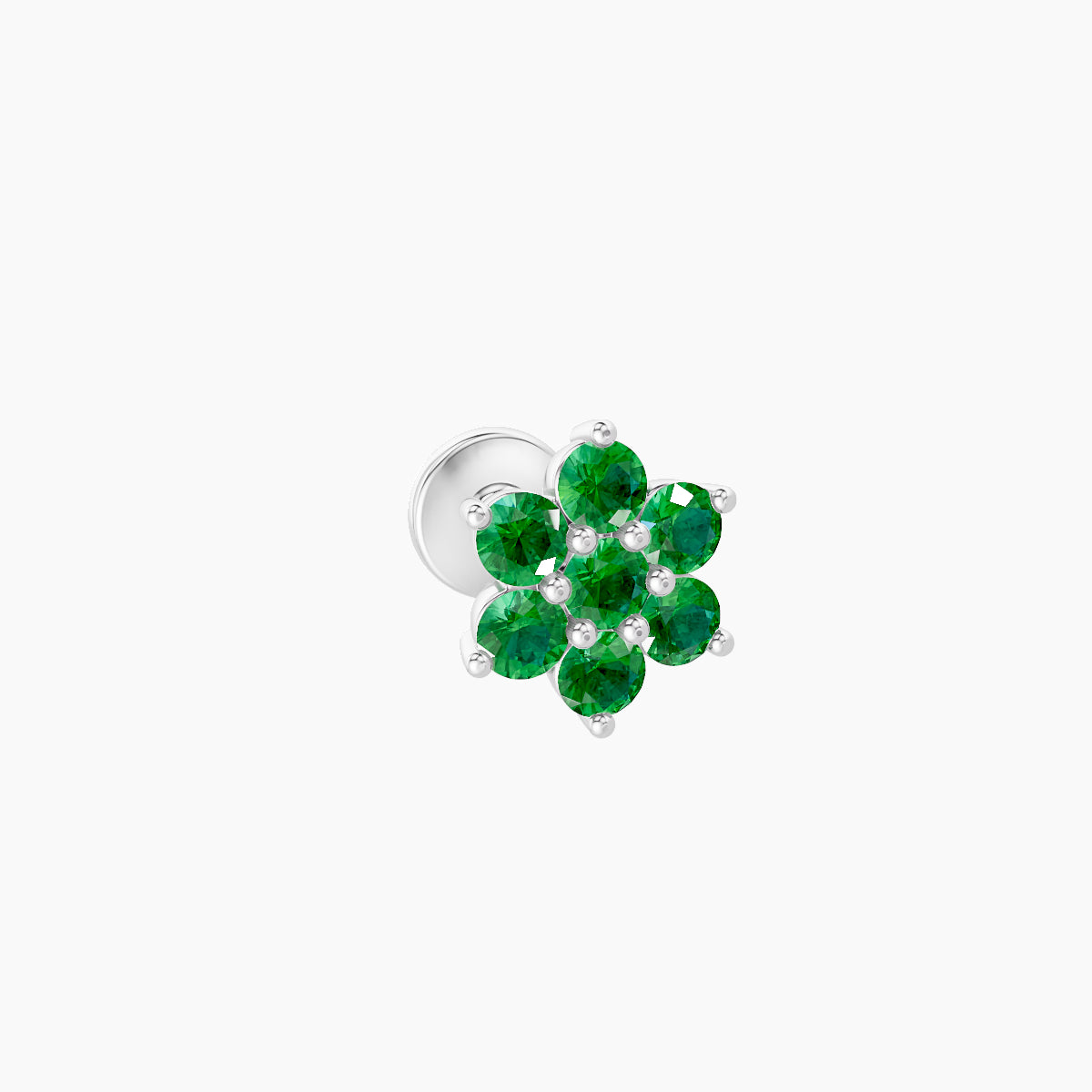 Chloris | 18k White Gold 5 mm 6 mm Flower Emerald Nose Piercing