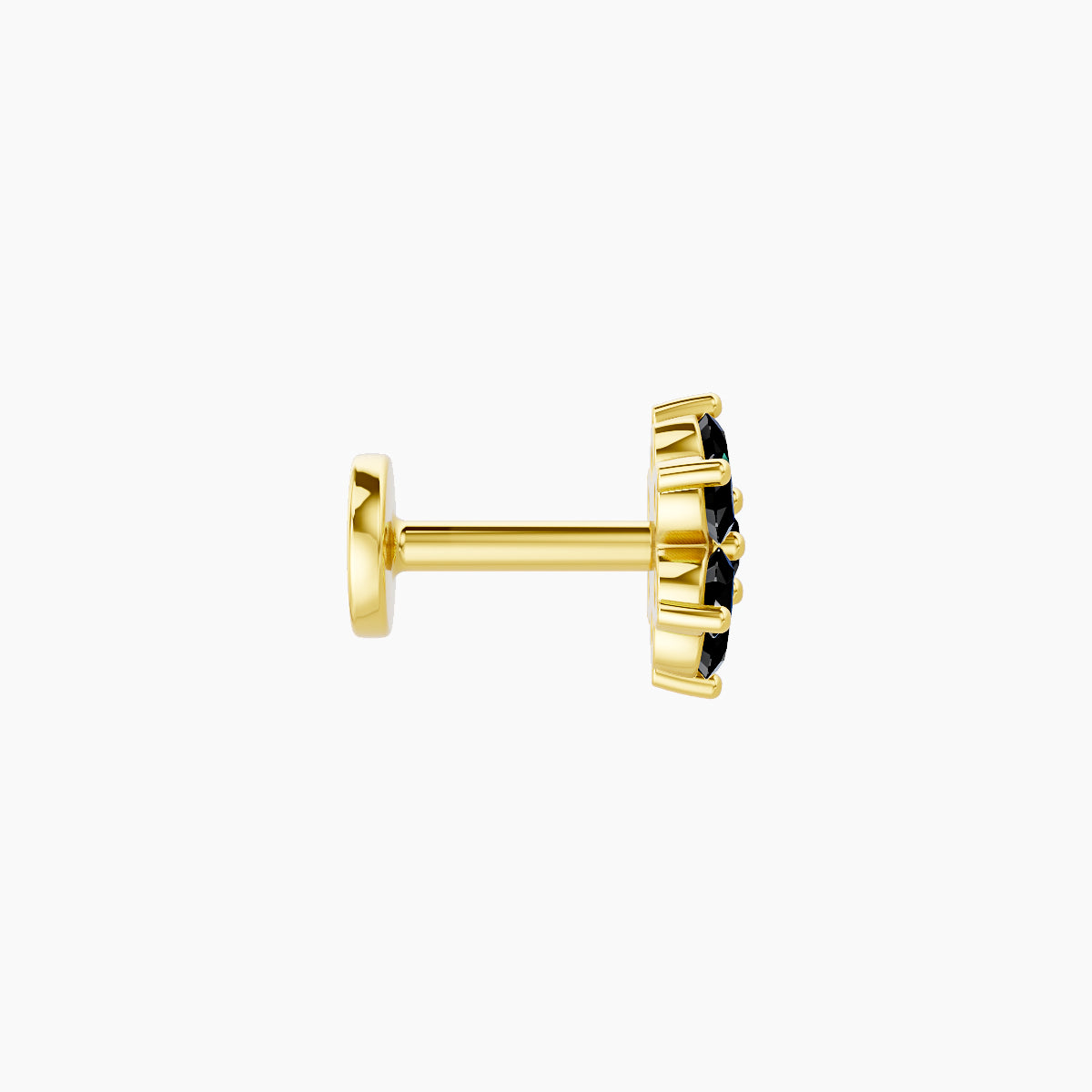Chloris | 18k Yellow Gold 5 mm 6 mm Flower Black Diamond Nose Piercing