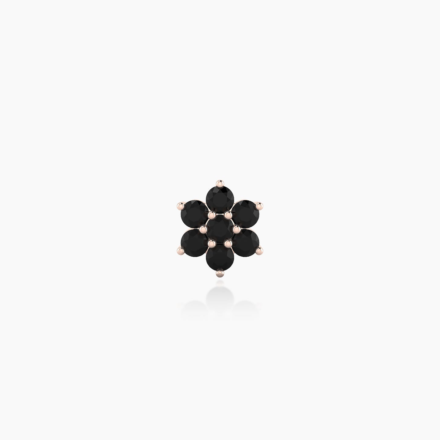 Chloris | 18k Rose Gold 5 mm 6 mm Flower Black Diamond Nostril Piercing