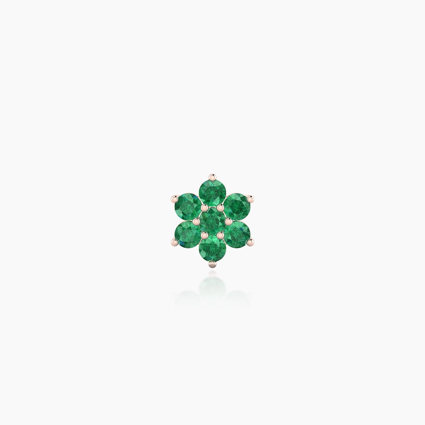 Chloris | 18k Rose Gold 5 mm 6 mm Flower Emerald Nostril Piercing