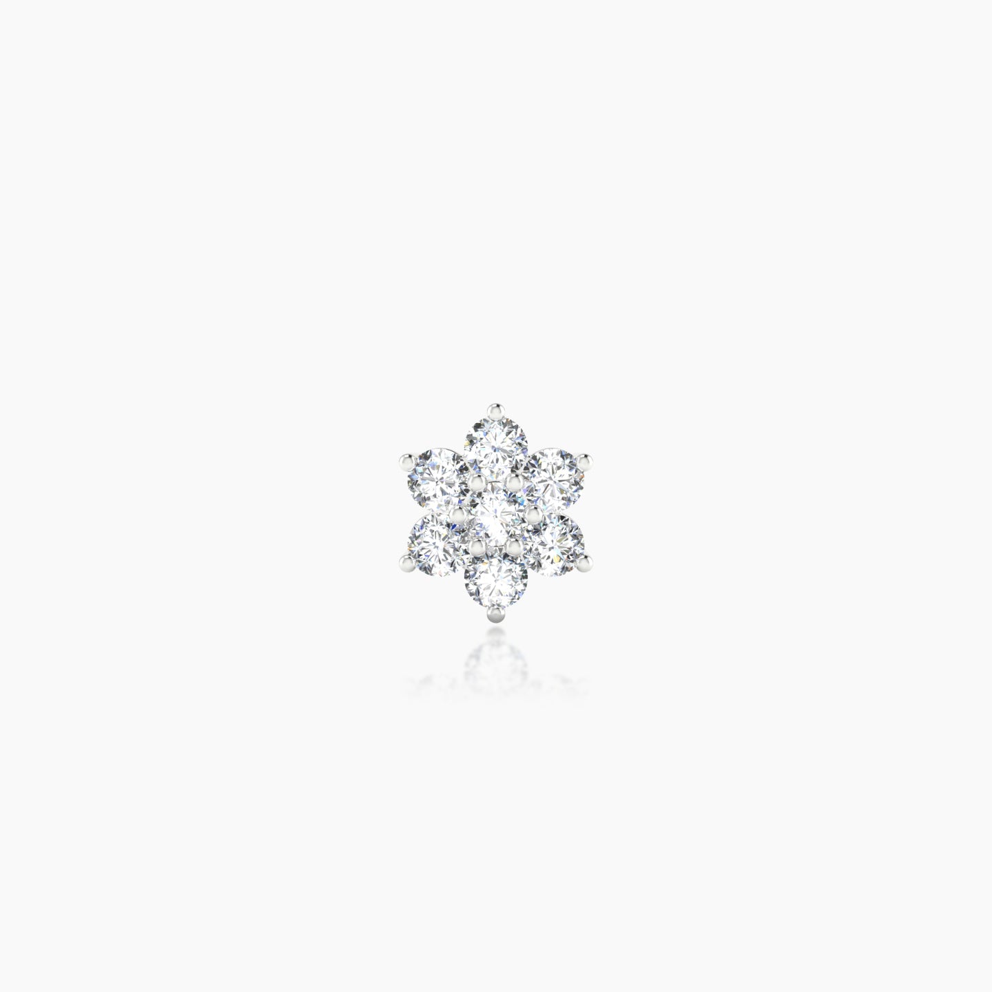 Chloris | 18k White Gold 6 mm 5 mm Flower Diamond Nostril Piercing