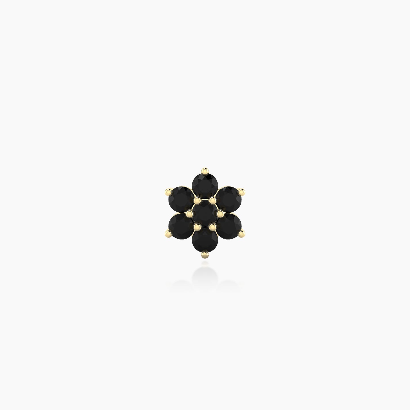 Chloris | 18k Yellow Gold 5 mm 6 mm Flower Black Diamond Nostril Piercing