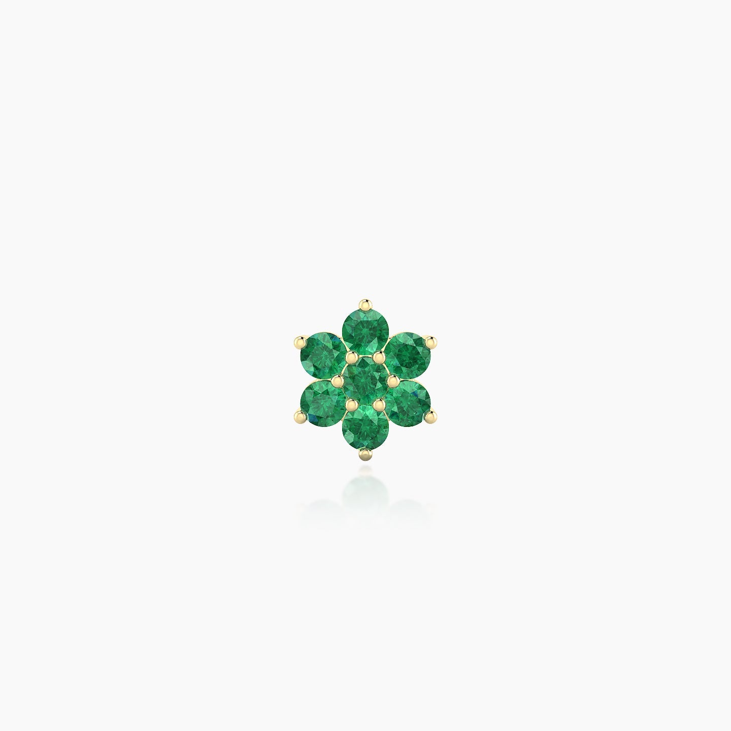 Chloris | 18k Yellow Gold 5 mm 6 mm Flower Emerald Nostril Piercing