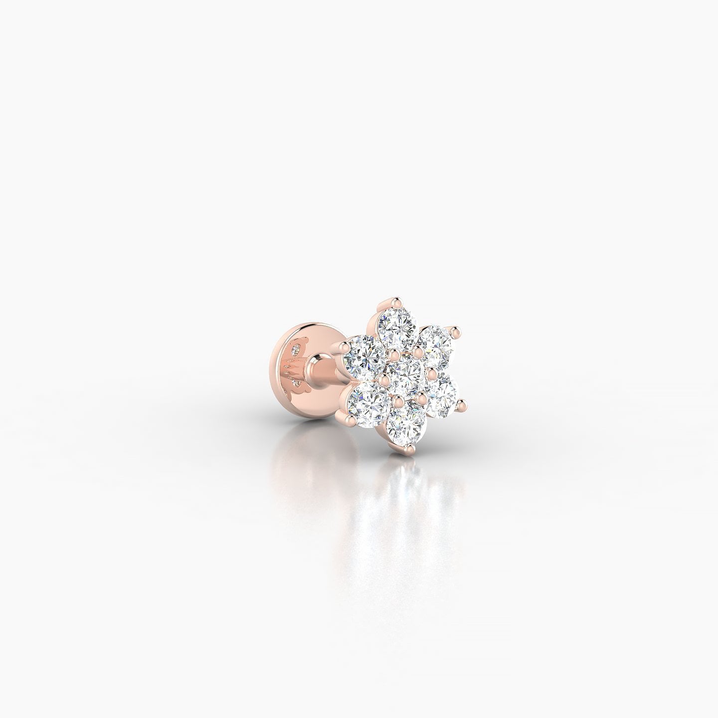 Chloris | 18k Rose Gold 6 mm 5 mm Flower Diamond Nostril Piercing