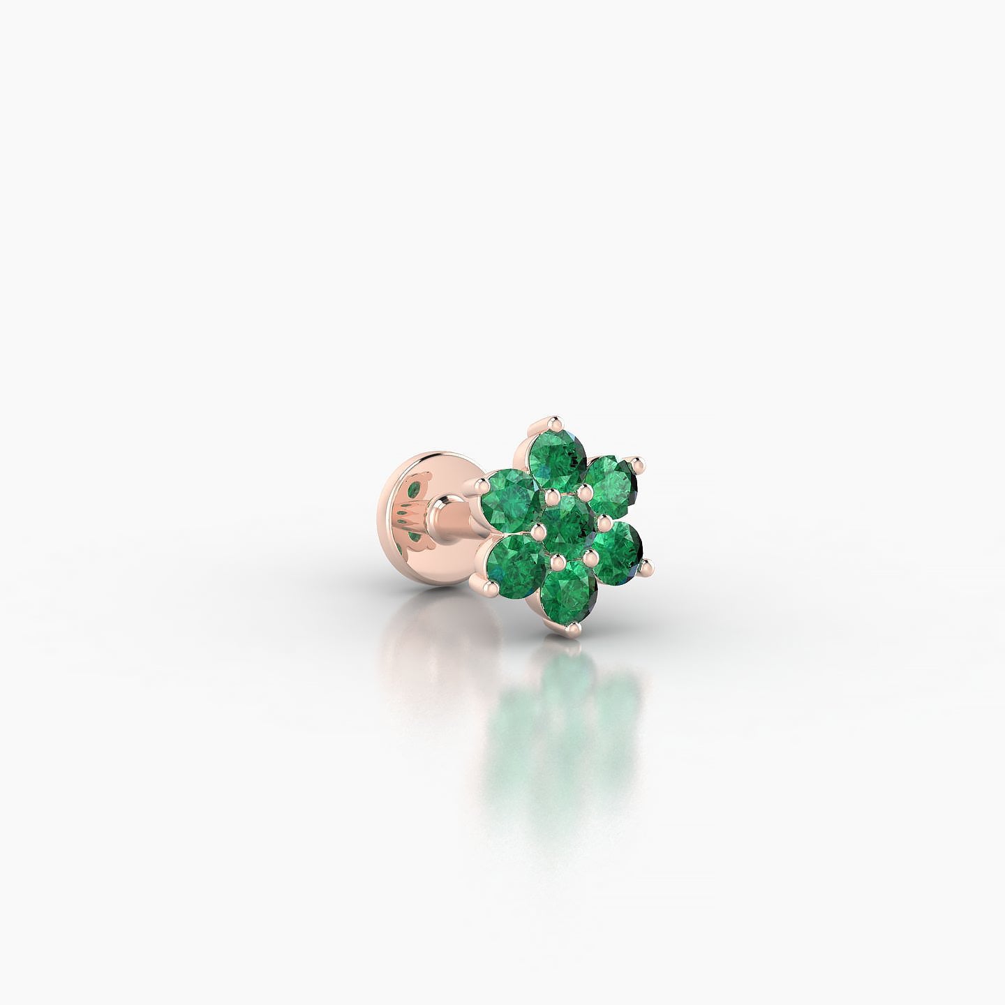 Chloris | 18k Rose Gold 5 mm 6 mm Flower Emerald Nostril Piercing