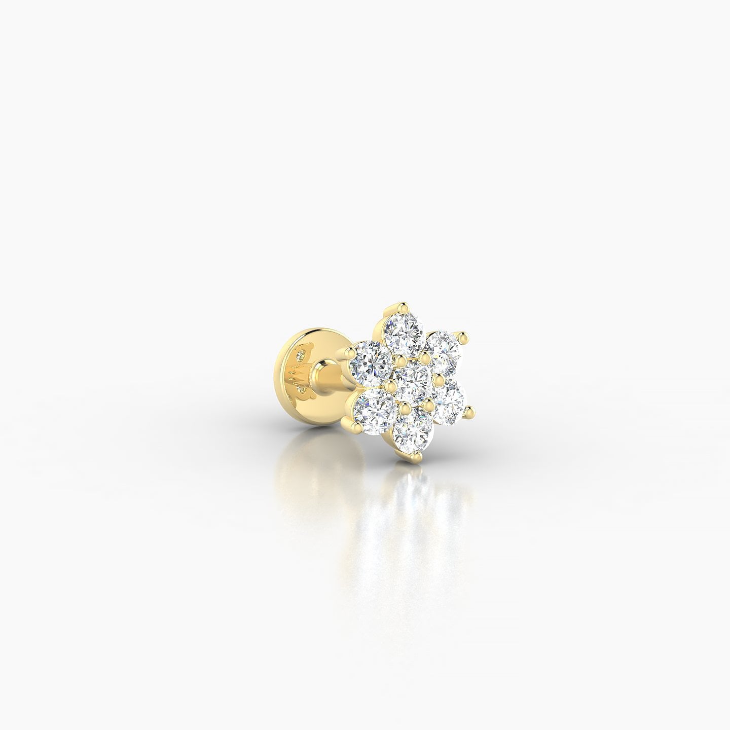 Chloris | 18k Yellow Gold 6 mm 5 mm Flower Diamond Nostril Piercing