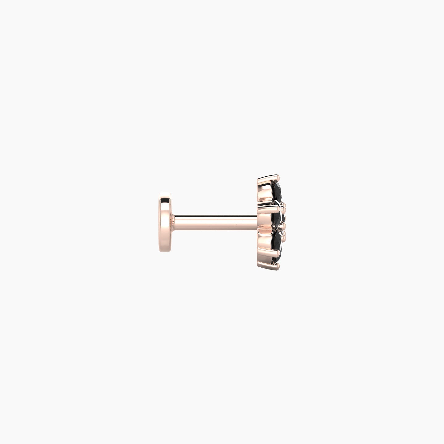 Chloris | 18k Rose Gold 5 mm 6 mm Flower Black Diamond Nostril Piercing