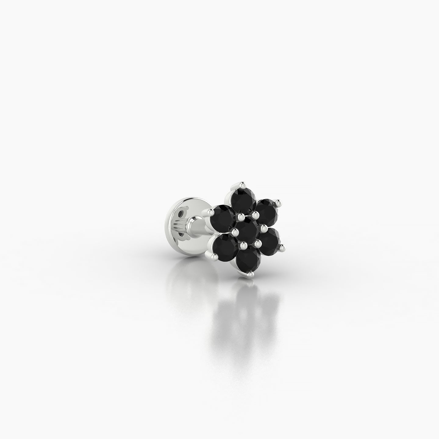 Chloris | 18k White Gold 5 mm 6 mm Flower Black Diamond Piercing