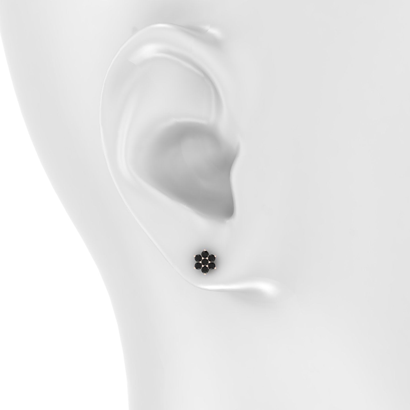 Chloris | 18k Rose Gold 5 mm 6 mm Flower Black Diamond Piercing