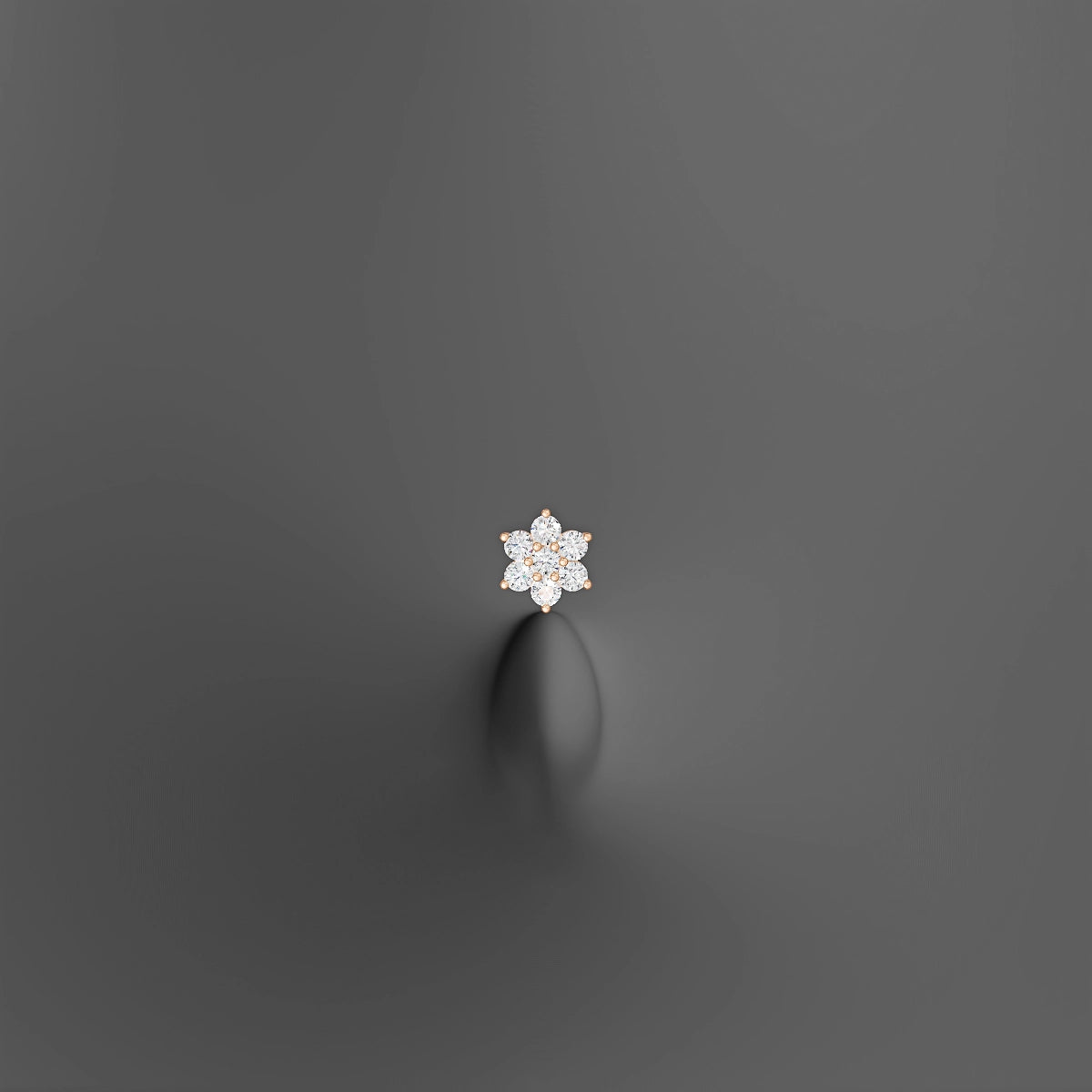 Chloris | 18k Rose Gold 6 mm 6 mm Flower Diamond Floating Navel Piercing