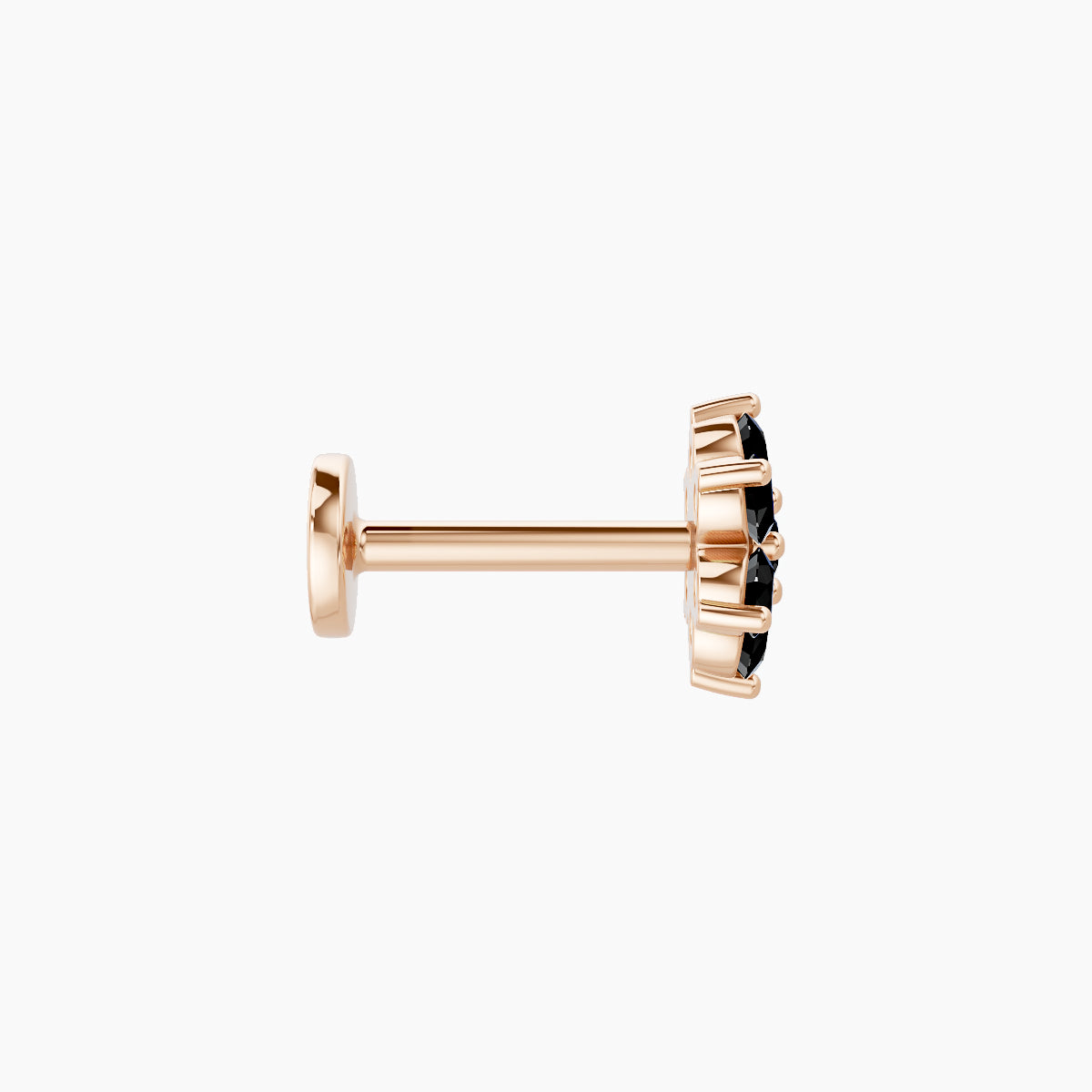 Chloris | 18k Rose Gold 6.5 mm 6 mm Flower Black Diamond Nose Piercing