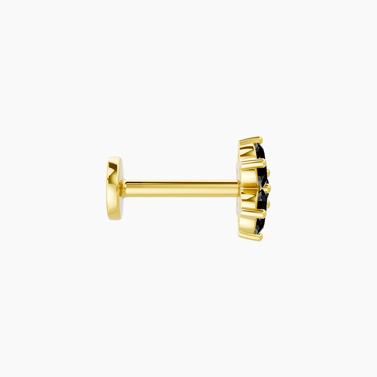 Chloris | 18k Yellow Gold 6.5 mm 6 mm Flower Black Diamond Nose Piercing