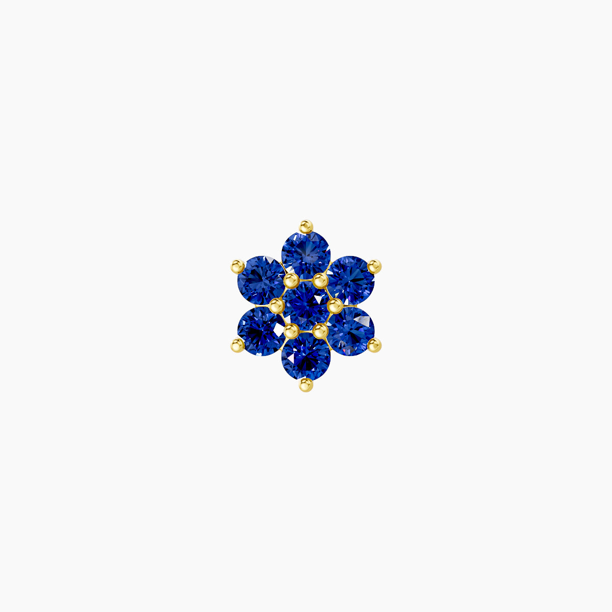 Chloris | 18k Yellow Gold 6.5 mm 6 mm Flower Sapphire Nose Piercing