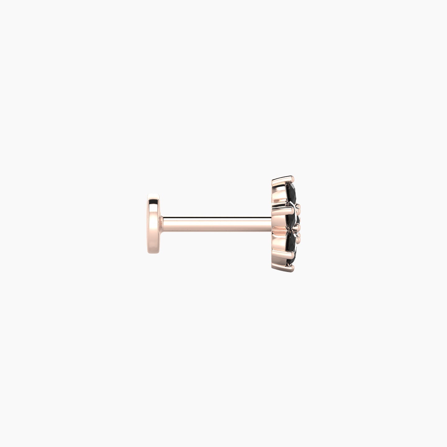 Chloris | 18k Rose Gold 6.5 mm 6 mm Flower Black Diamond Nostril Piercing