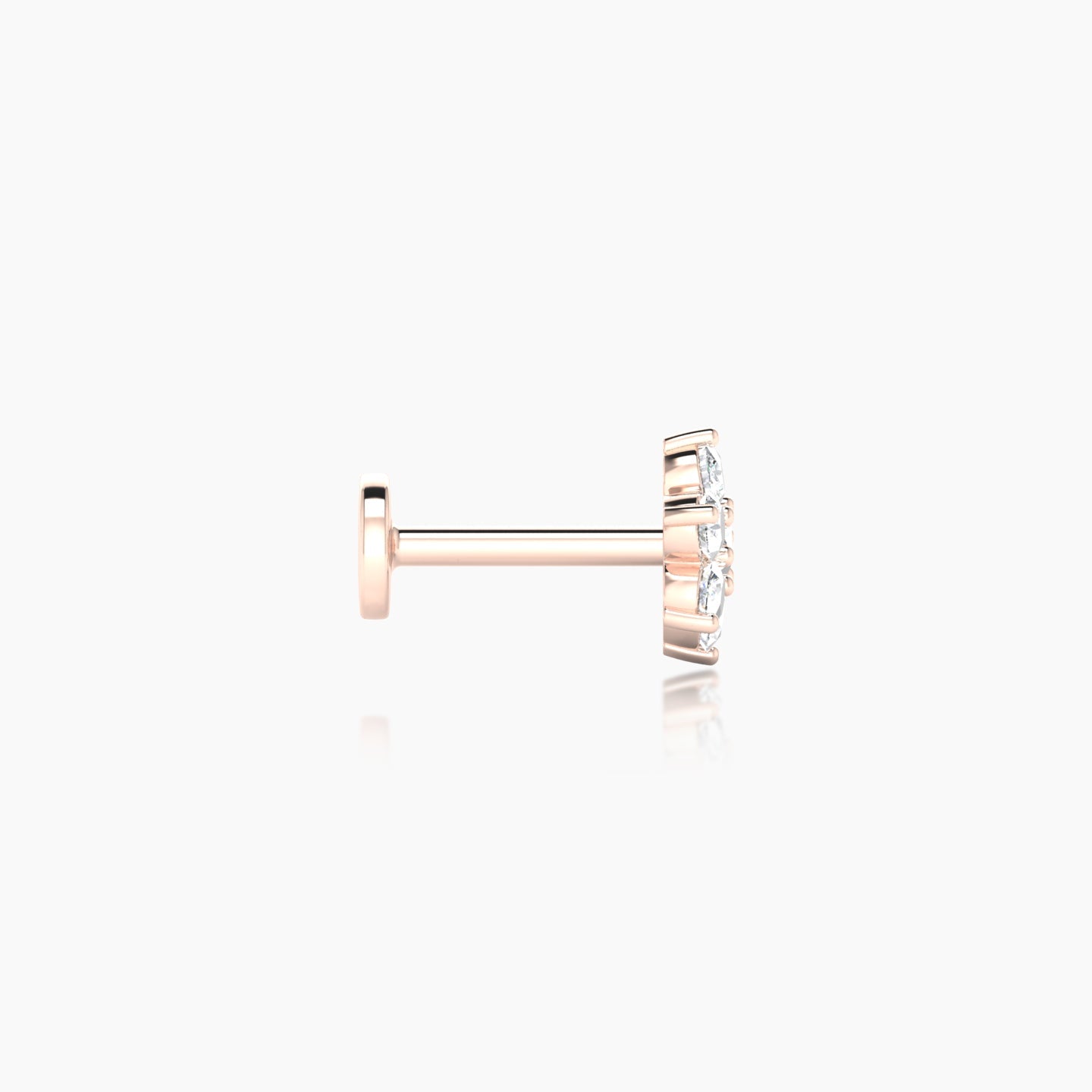 Chloris | 18k Rose Gold 6 mm 6.5 mm Flower Diamond Nostril Piercing