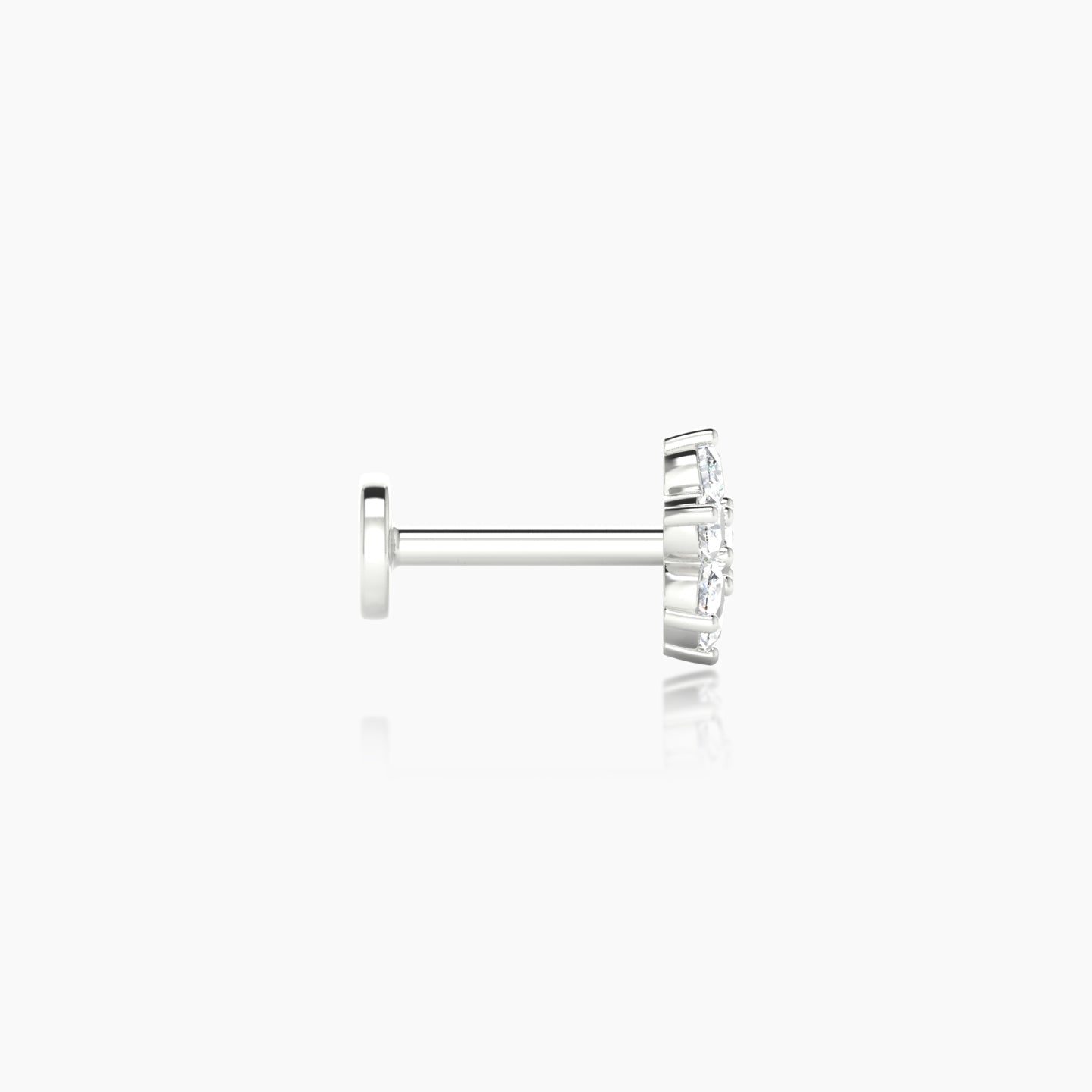 Chloris | 18k White Gold 6 mm 6.5 mm Flower Diamond Nostril Piercing