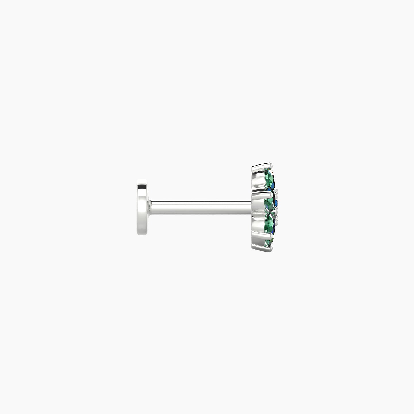 Chloris | 18k White Gold 6.5 mm 6 mm Flower Emerald Nostril Piercing