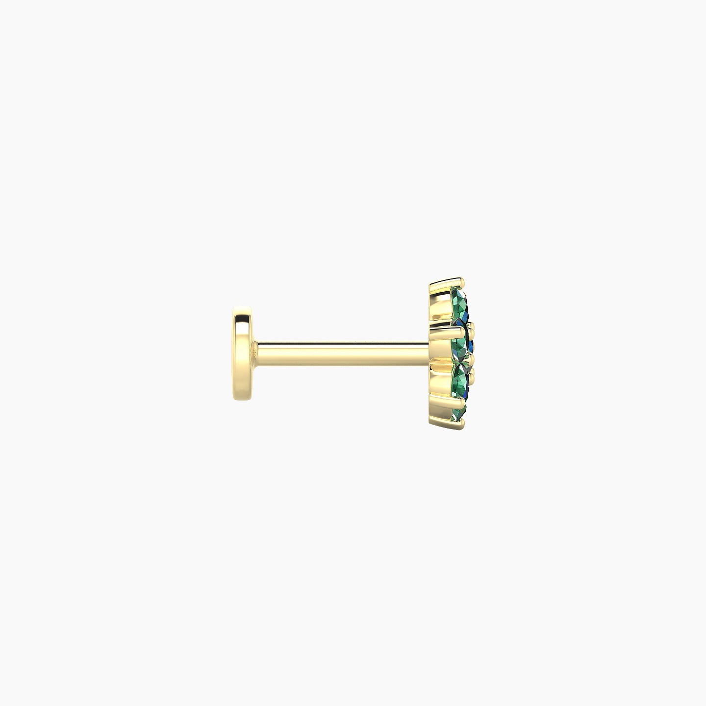 Chloris | 18k Yellow Gold 6.5 mm 6 mm Flower Emerald Nostril Piercing