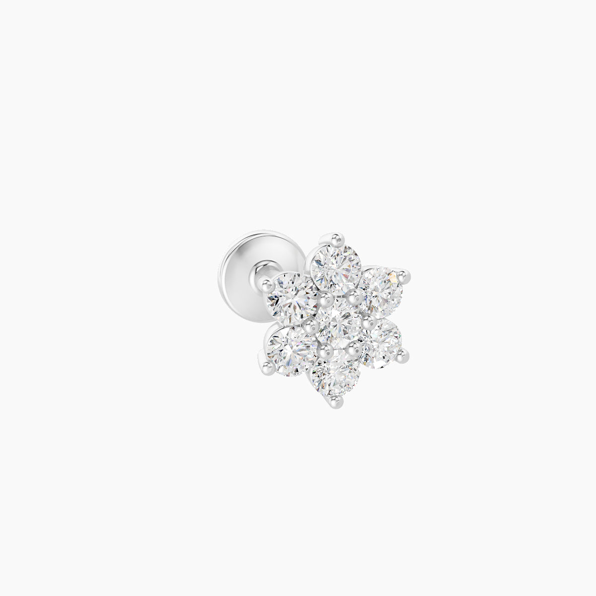 Chloris | 18k White Gold 6 mm 6.5 mm Flower Diamond Piercing
