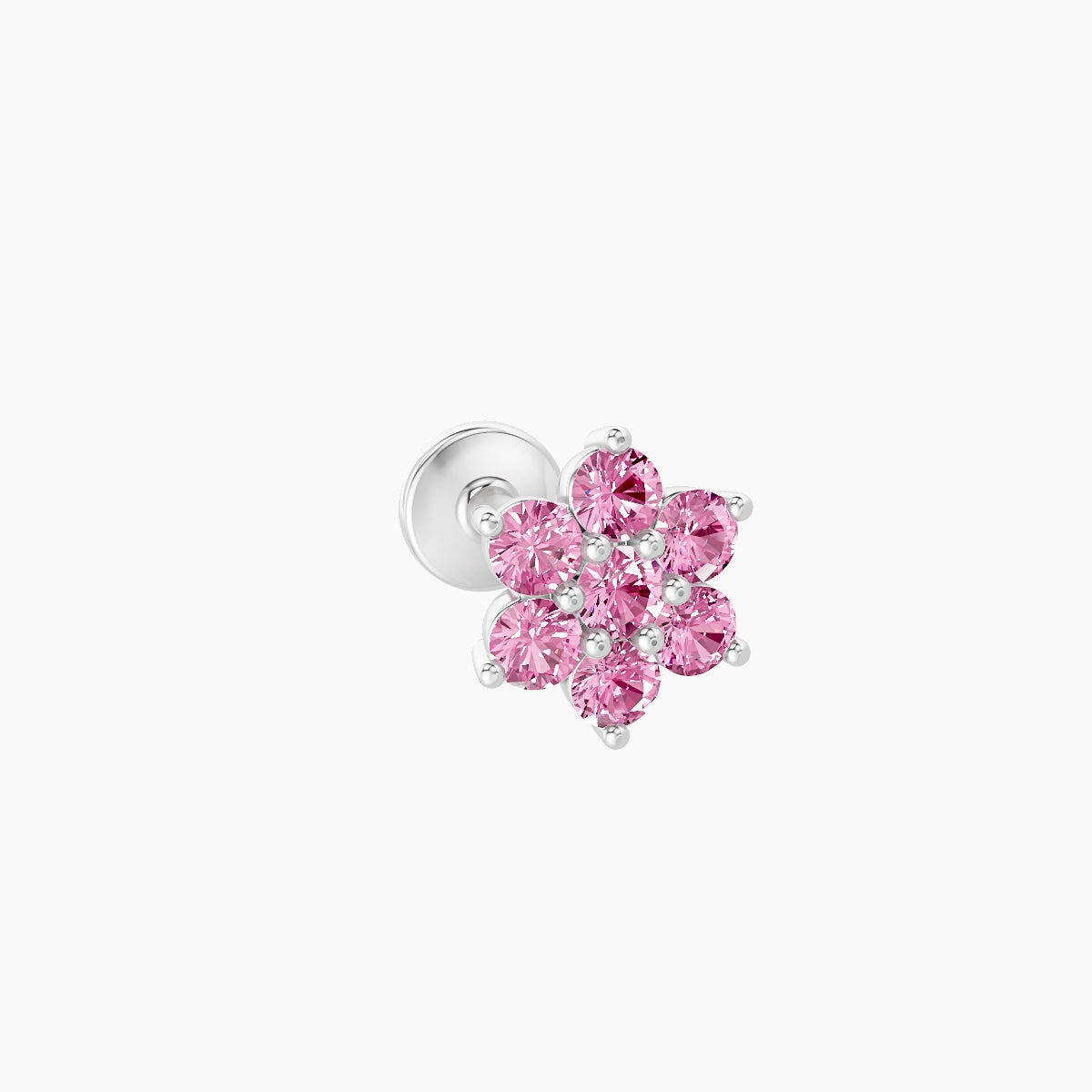 Chloris | 18k White Gold 6.5 mm 6 mm Flower Pink Sapphire Piercing