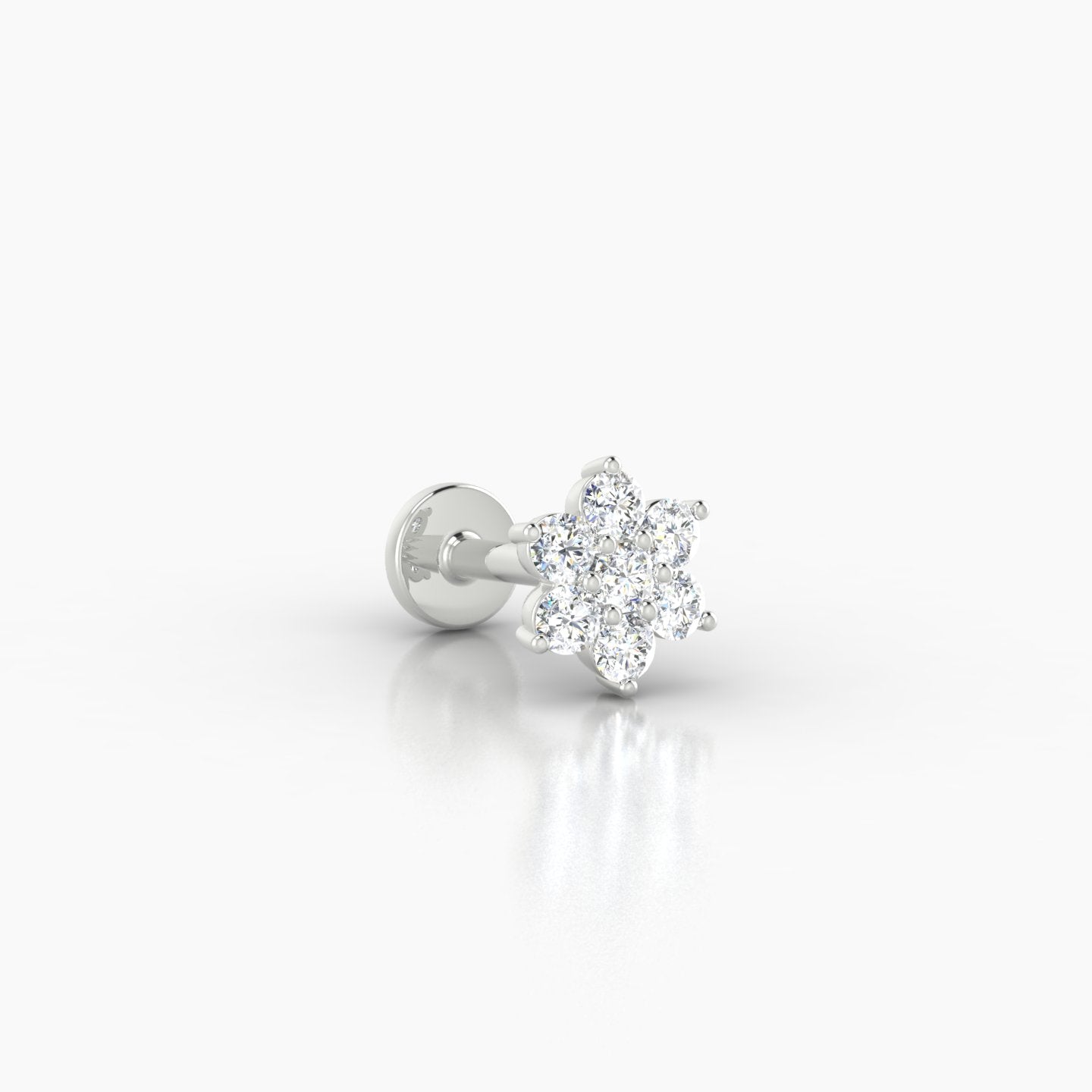 Chloris | 18k White Gold 6 mm 6.5 mm Flower Diamond Piercing