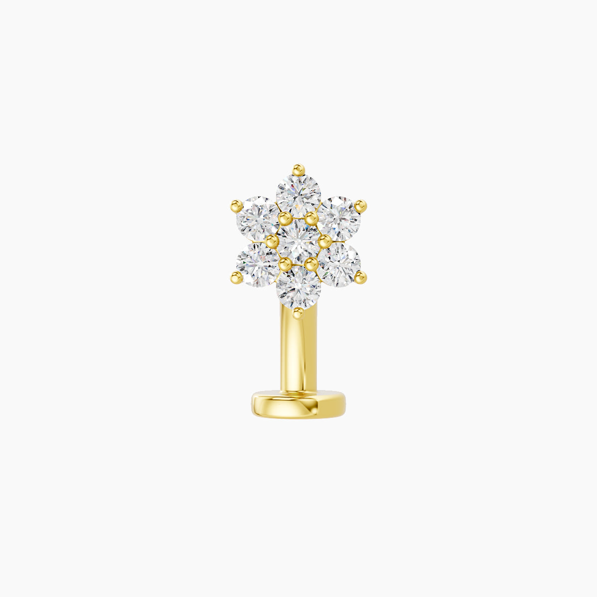 Chloris | 18k Yellow Gold 6 mm 8 mm Flower Diamond Floating Navel Piercing