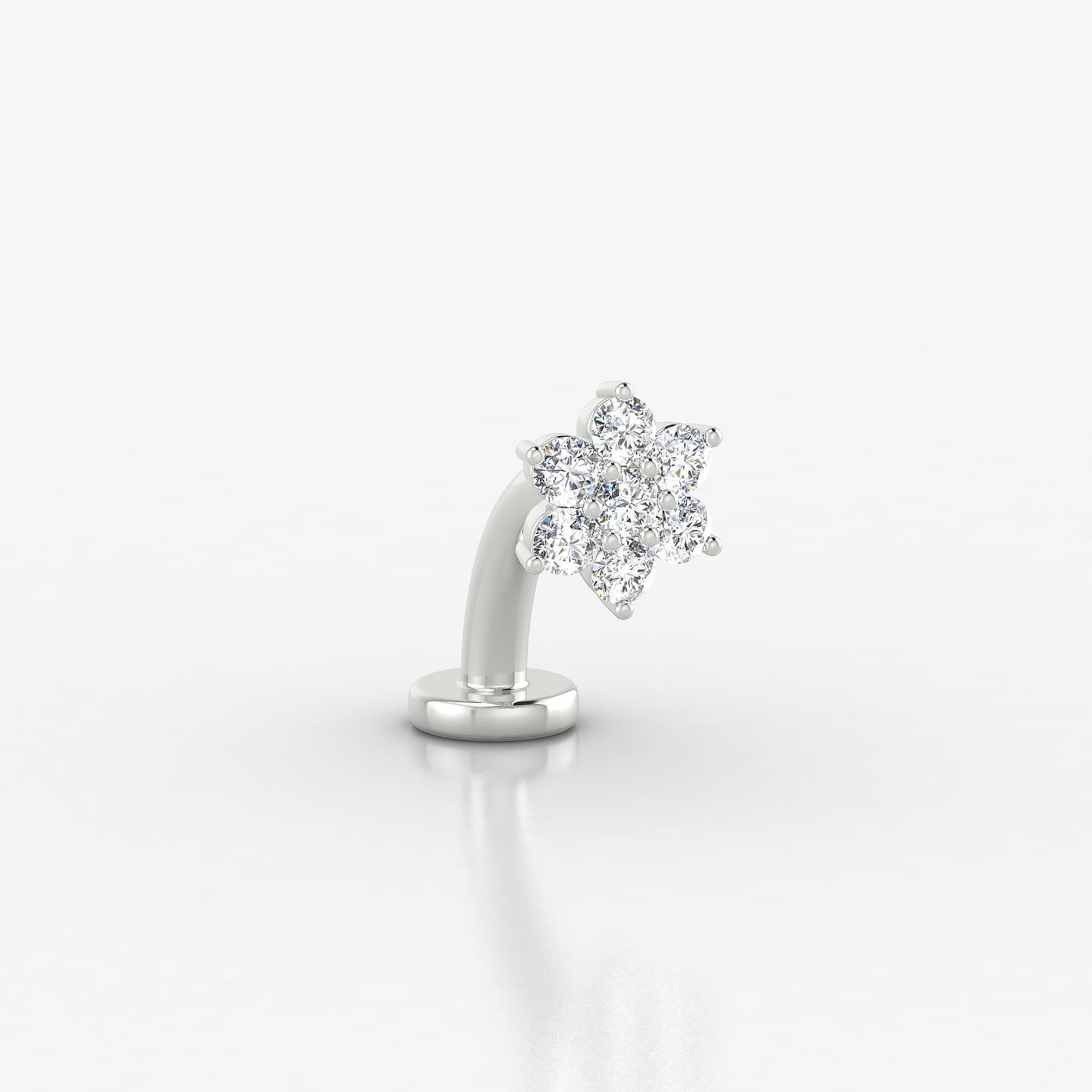 Chloris | 18k White Gold 6 mm 8 mm Flower Diamond Floating Navel Piercing