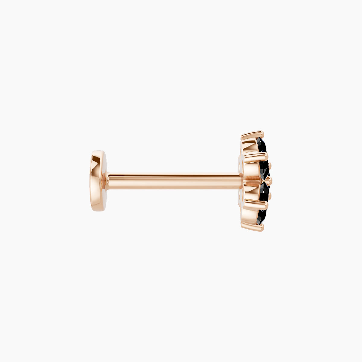 Chloris | 18k Rose Gold 8 mm 6 mm Flower Black Diamond Nose Piercing