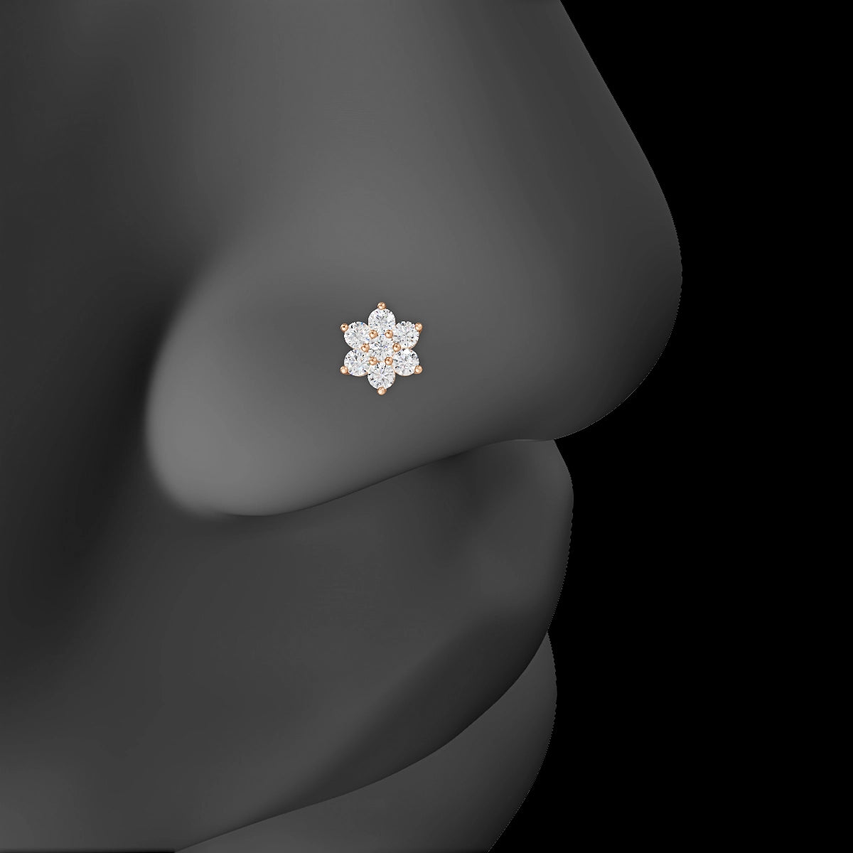 Chloris | 18k Rose Gold 6 mm 8 mm Flower Diamond Nose Piercing