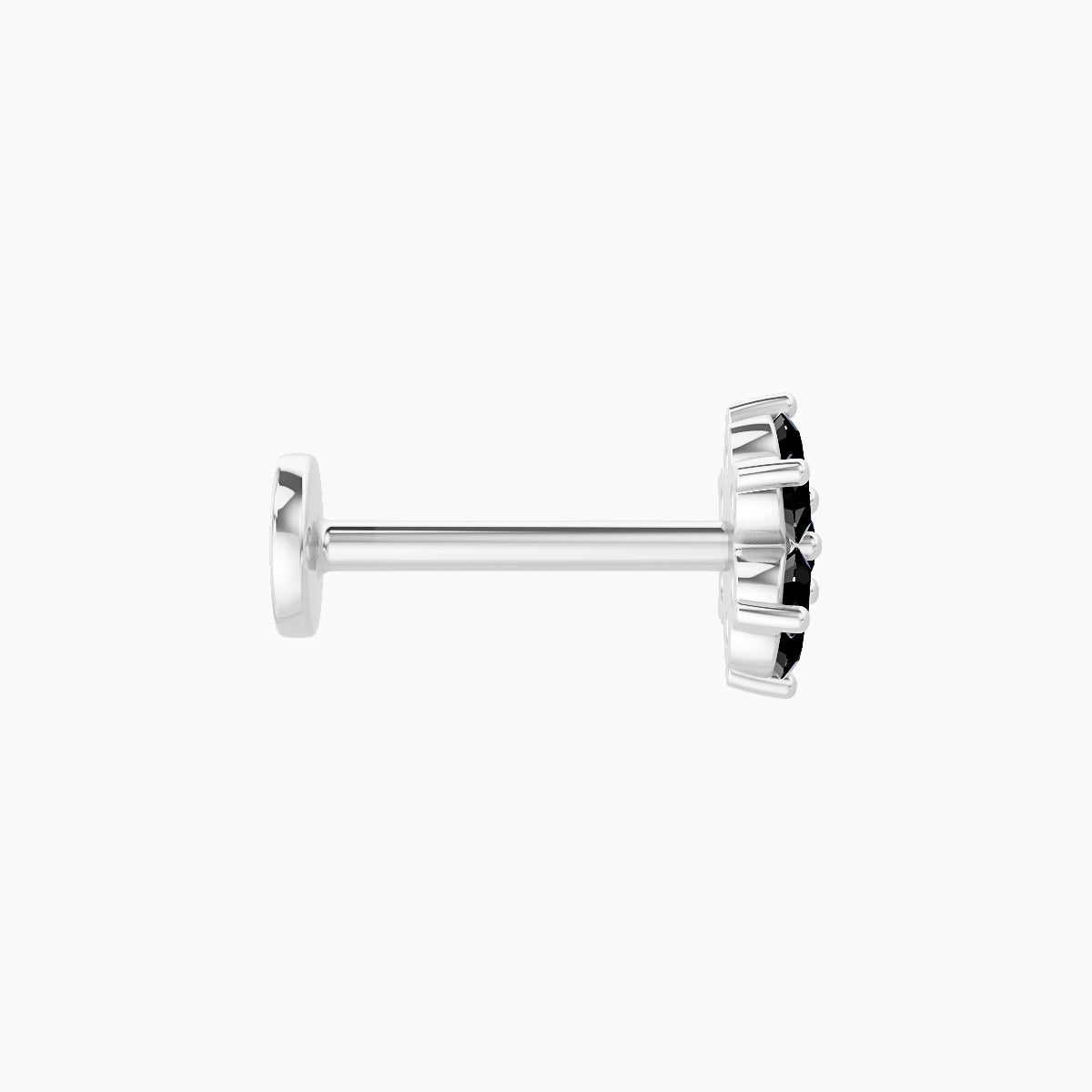 Chloris | 18k White Gold 8 mm 6 mm Flower Black Diamond Nose Piercing