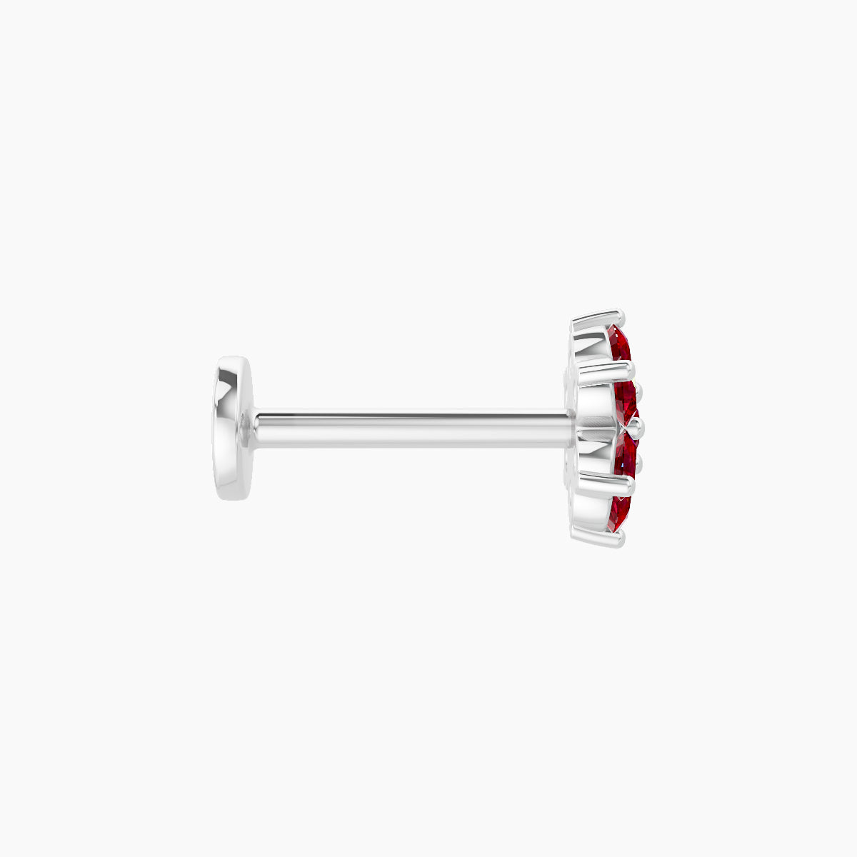 Chloris | 18k White Gold 8 mm 6 mm Flower Ruby Nose Piercing