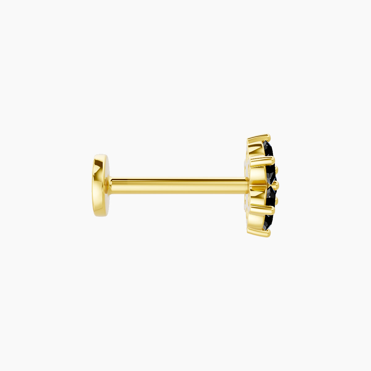 Chloris | 18k Yellow Gold 8 mm 6 mm Flower Black Diamond Nose Piercing
