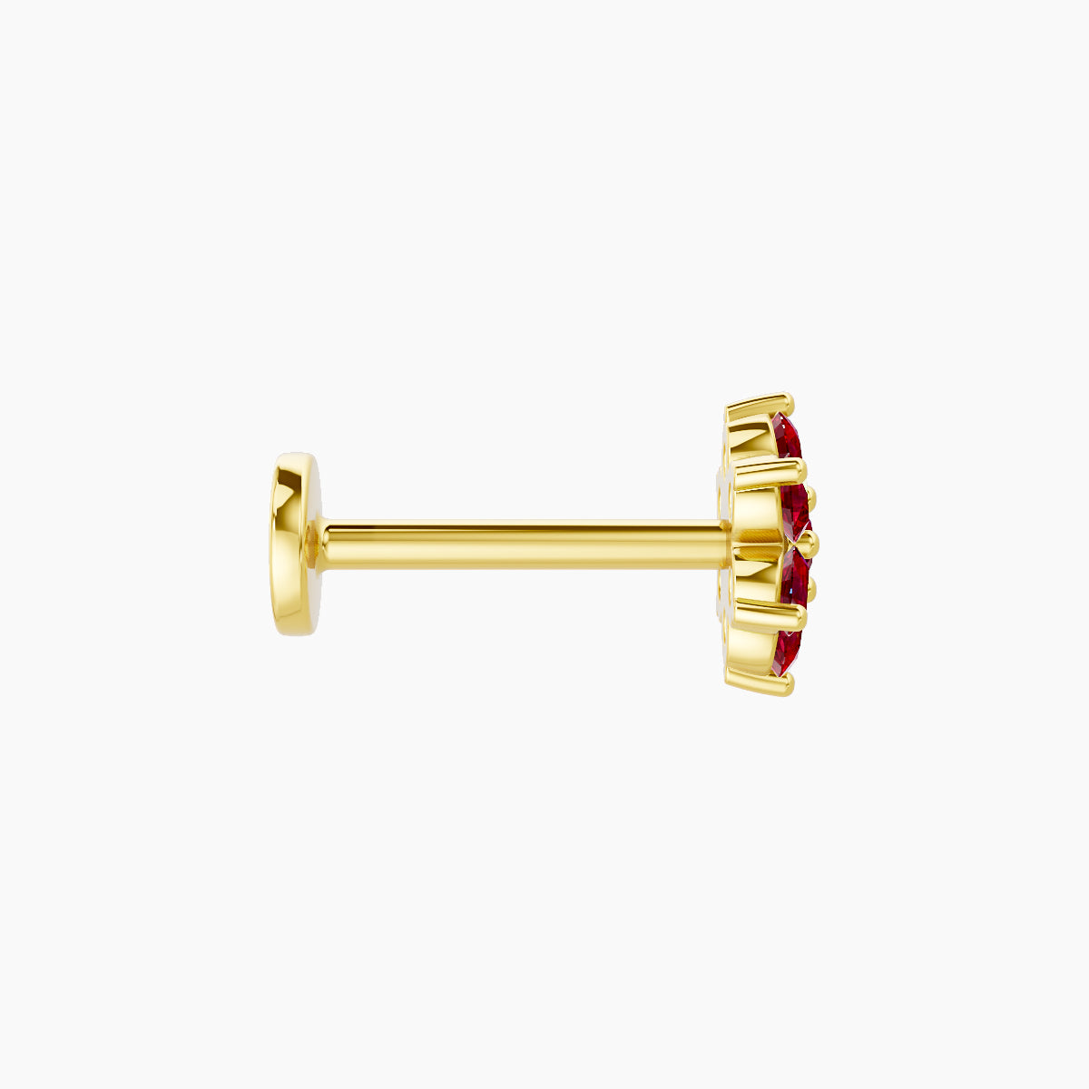 Chloris | 18k Yellow Gold 8 mm 6 mm Flower Ruby Nose Piercing