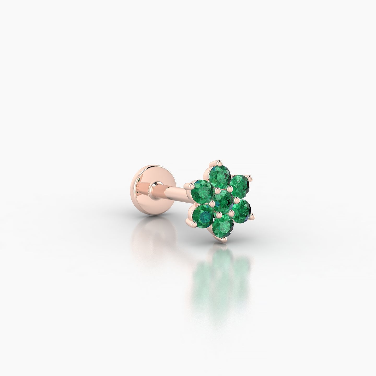 Chloris | 18k Rose Gold 8 mm 6 mm Flower Emerald Nostril Piercing