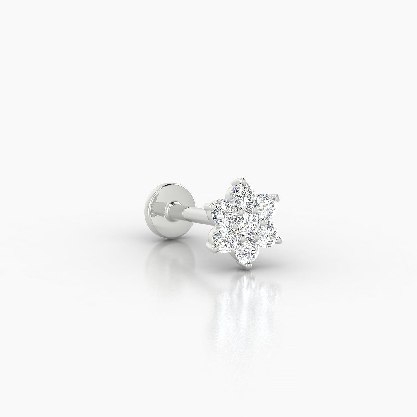 Chloris | 18k White Gold 6 mm 8 mm Flower Diamond Nostril Piercing