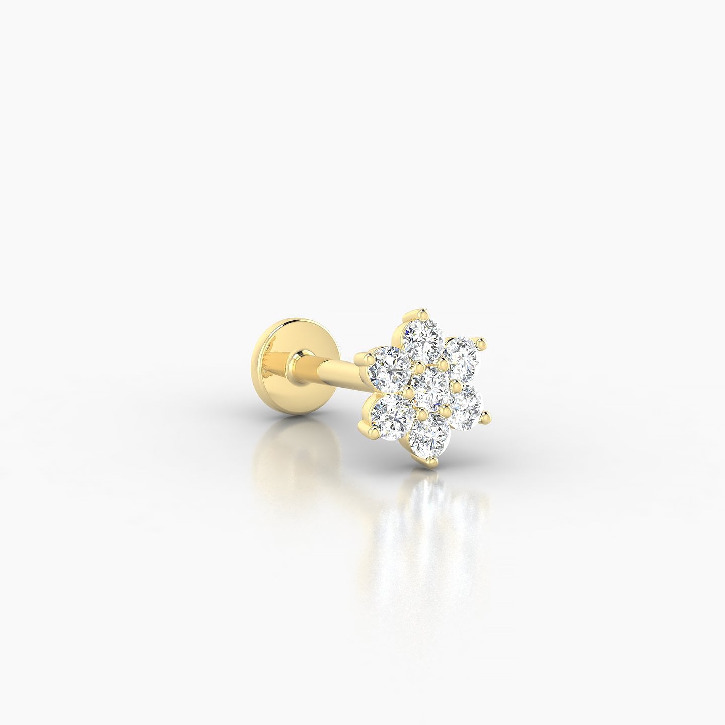 Chloris | 18k Yellow Gold 6 mm 8 mm Flower Diamond Nostril Piercing