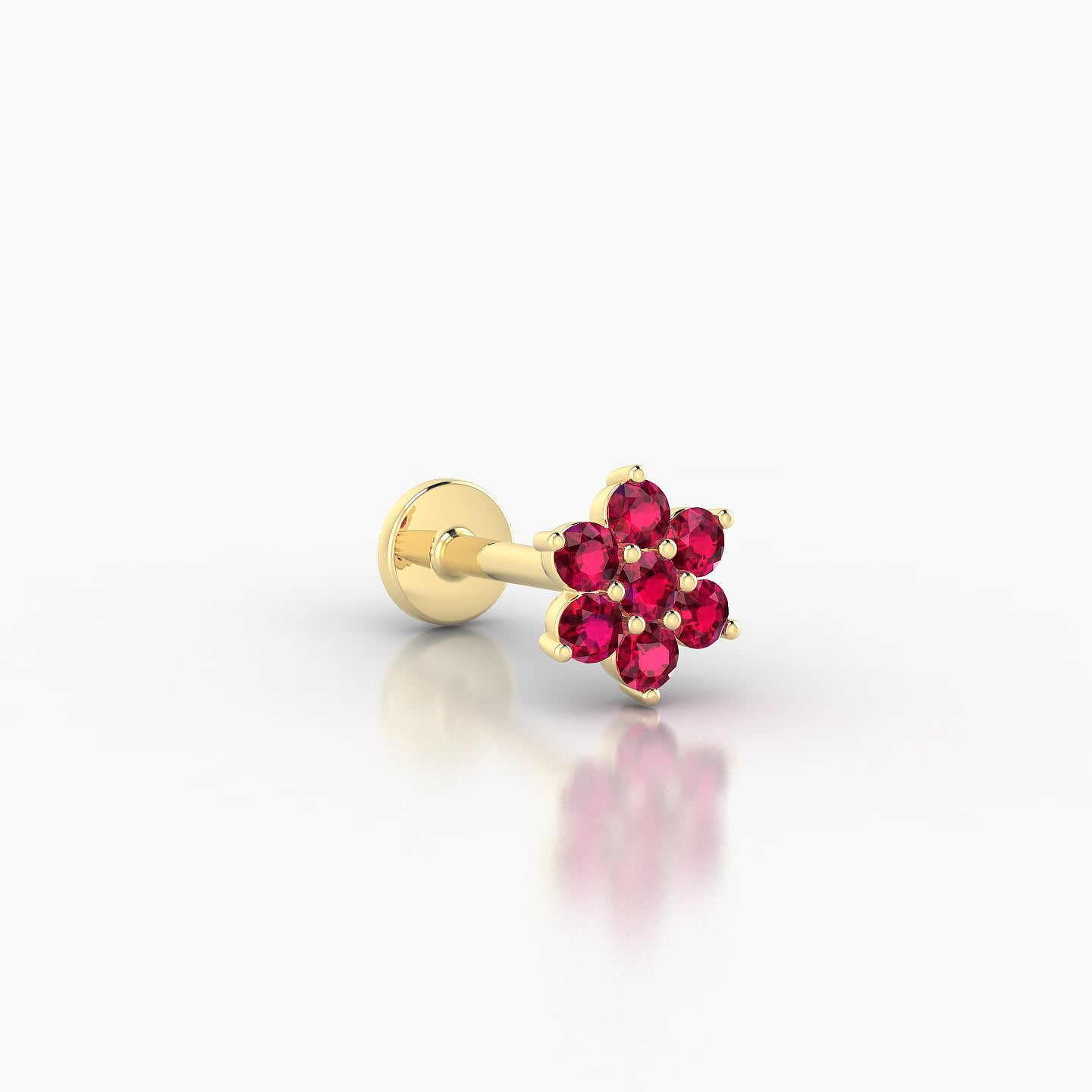 Chloris | 18k Yellow Gold 8 mm 6 mm Flower Ruby Nostril Piercing