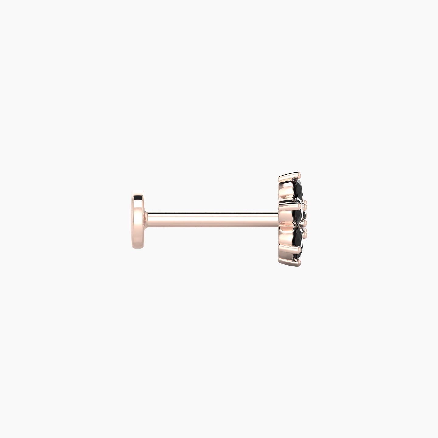 Chloris | 18k Rose Gold 8 mm 6 mm Flower Black Diamond Nostril Piercing