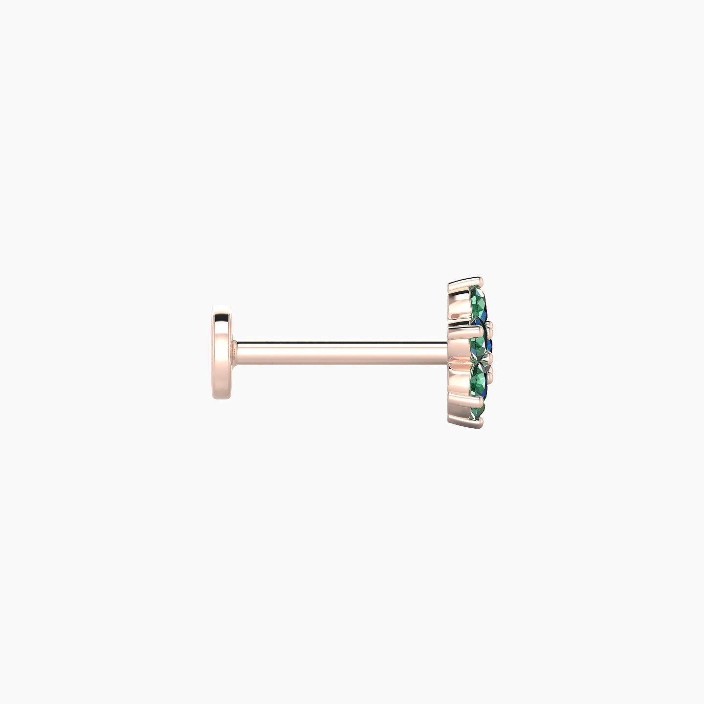 Chloris | 18k Rose Gold 8 mm 6 mm Flower Emerald Nostril Piercing