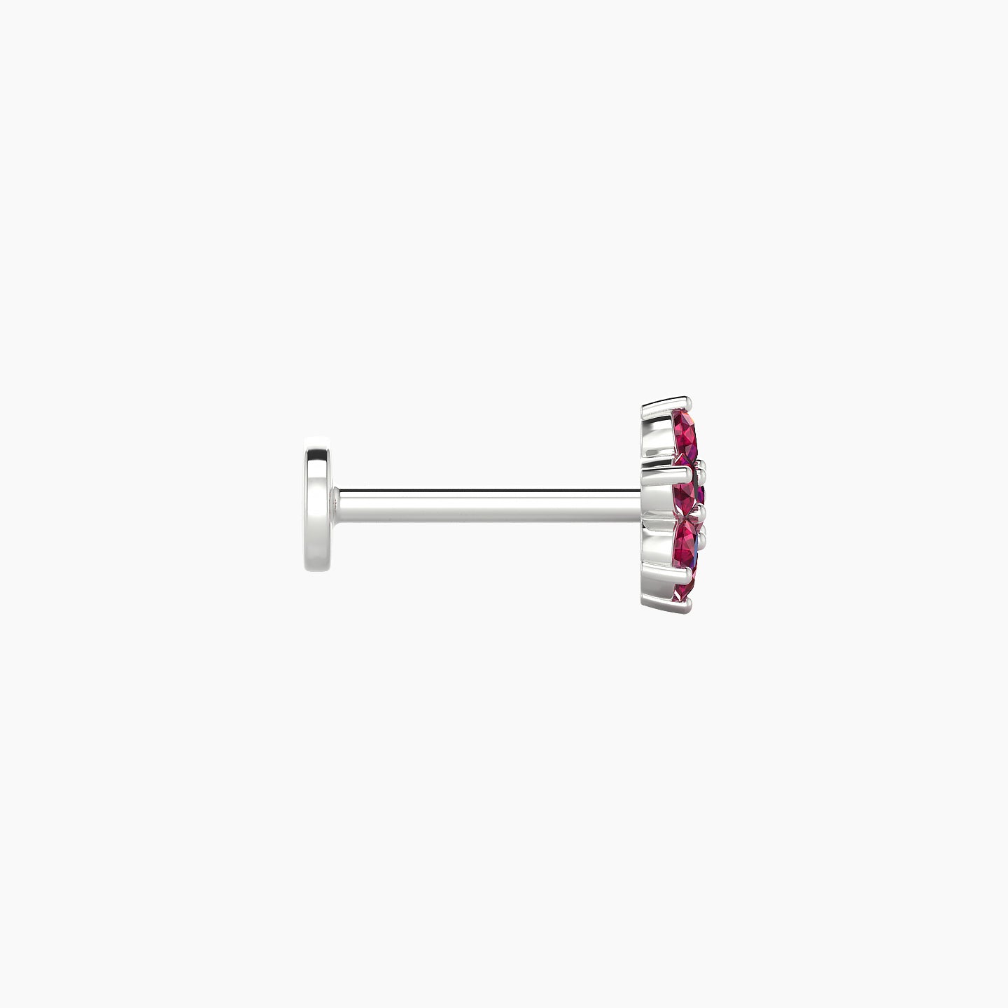 Chloris | 18k White Gold 8 mm 6 mm Flower Ruby Nostril Piercing