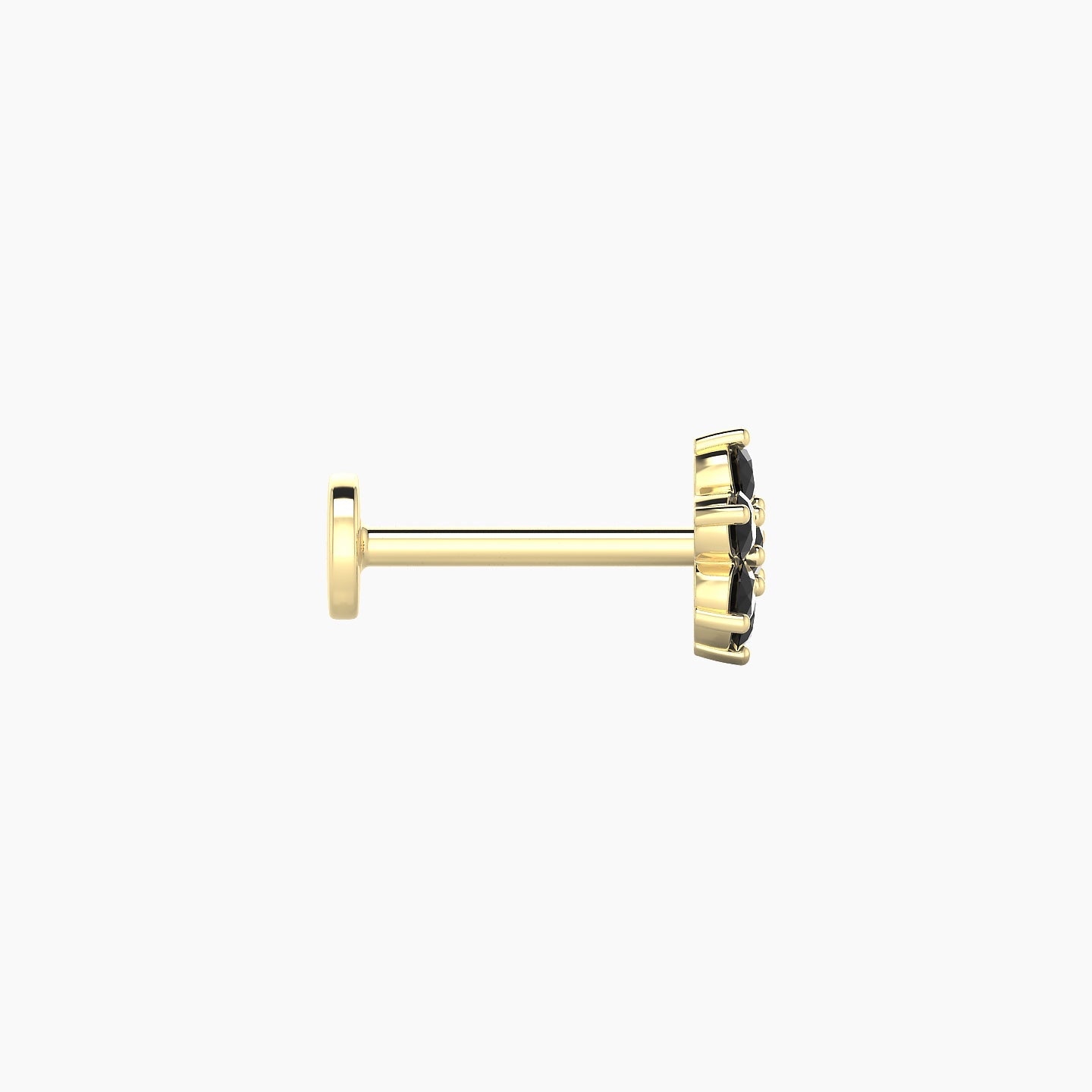 Chloris | 18k Yellow Gold 8 mm 6 mm Flower Black Diamond Nostril Piercing