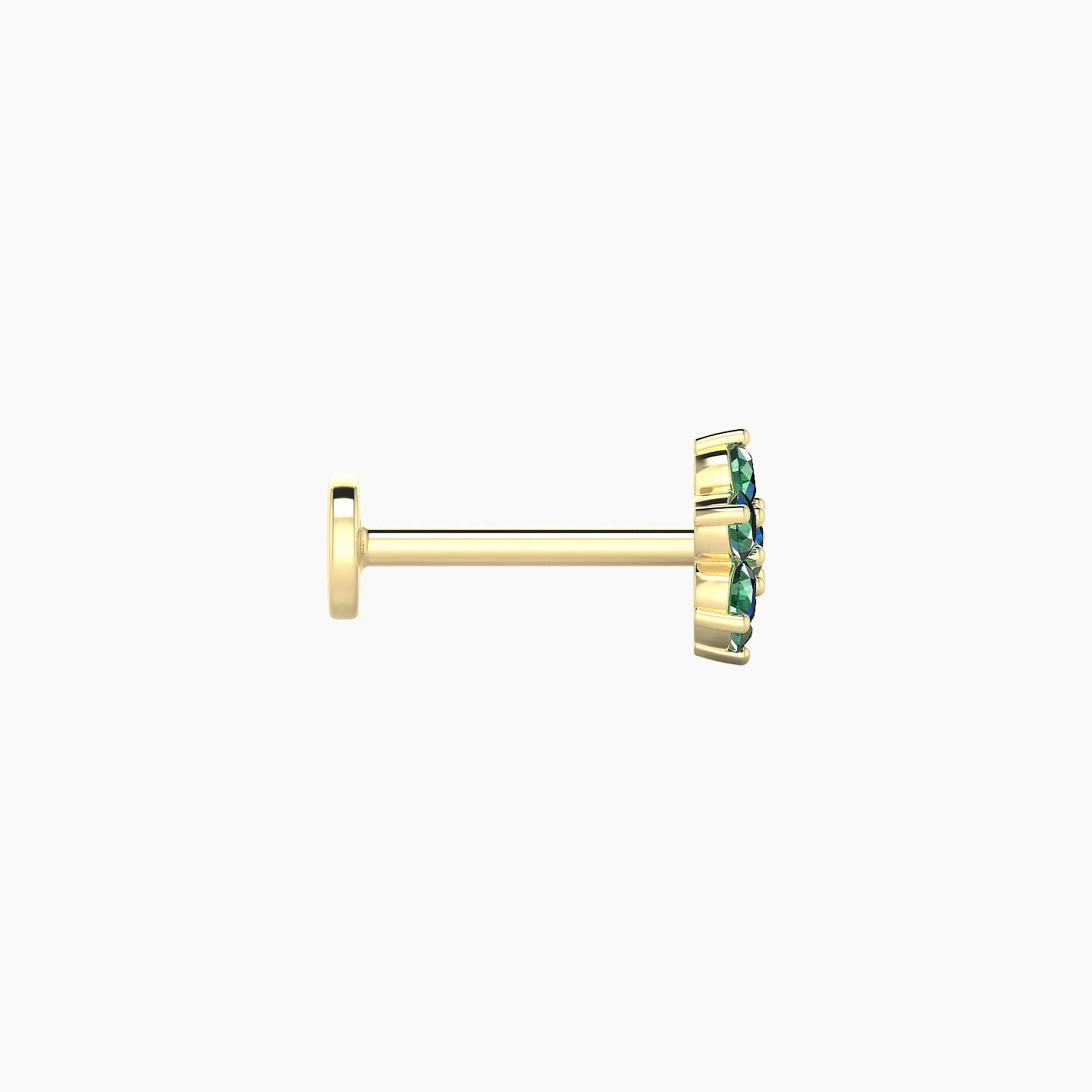 Chloris | 18k Yellow Gold 8 mm 6 mm Flower Emerald Nostril Piercing