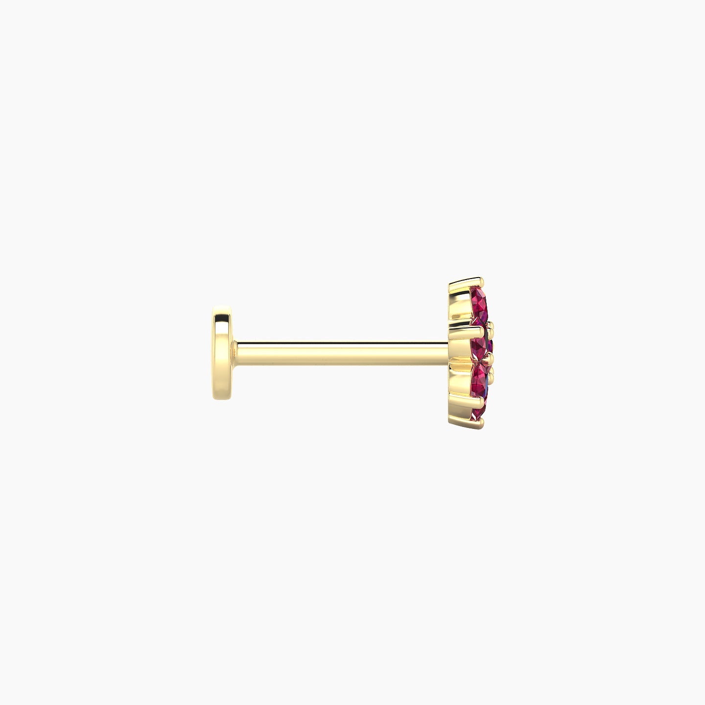 Chloris | 18k Yellow Gold 8 mm 6 mm Flower Ruby Nostril Piercing