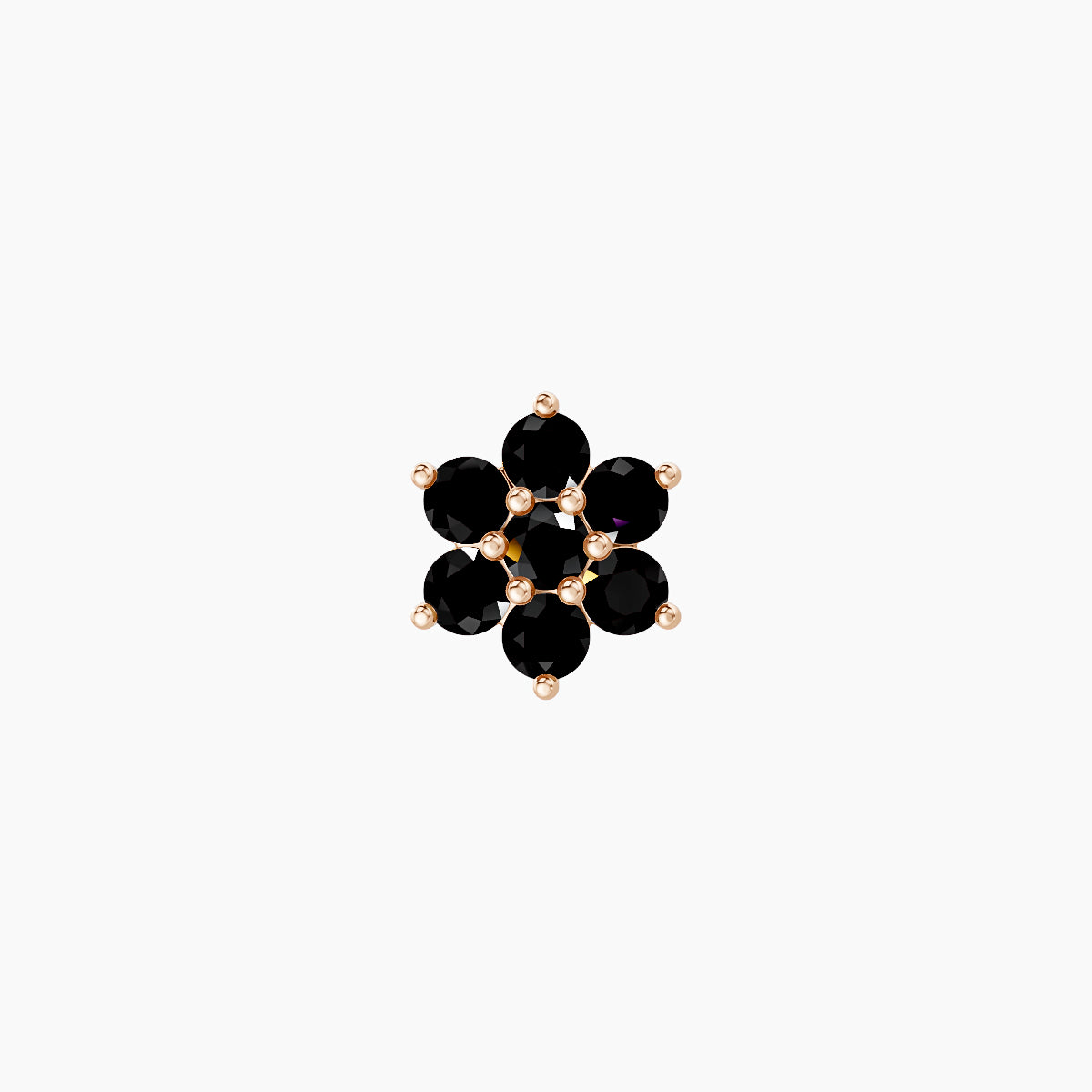 Chloris | 18k Rose Gold 8 mm 6 mm Flower Black Diamond Piercing