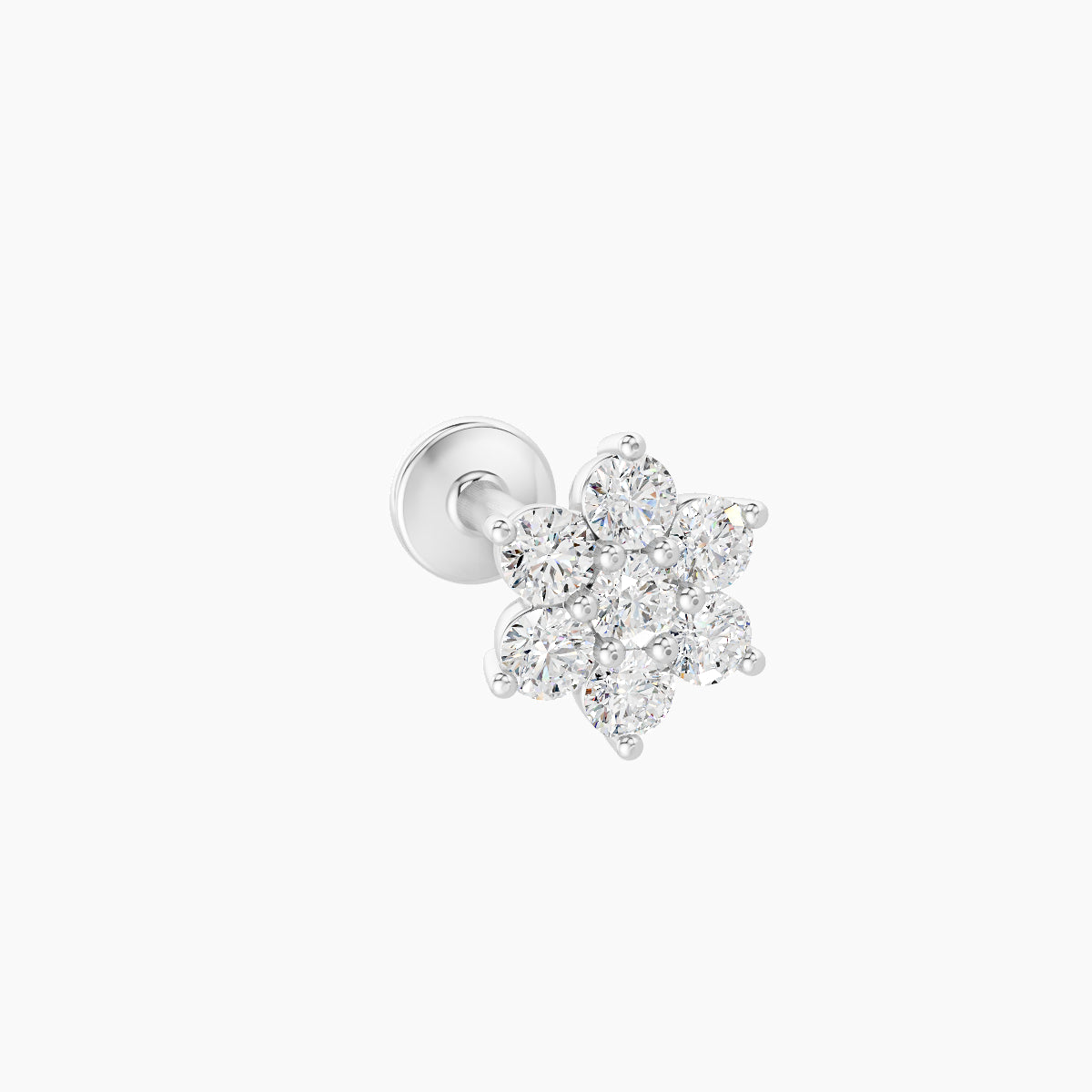 Chloris | 18k White Gold 6 mm 8 mm Flower Diamond Piercing