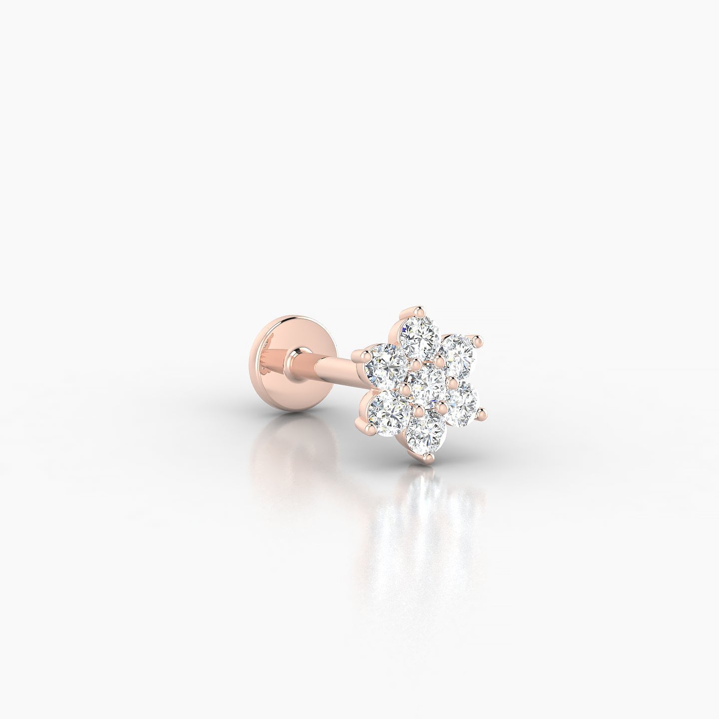 Chloris | 18k Rose Gold 6 mm 8 mm Flower Diamond Piercing