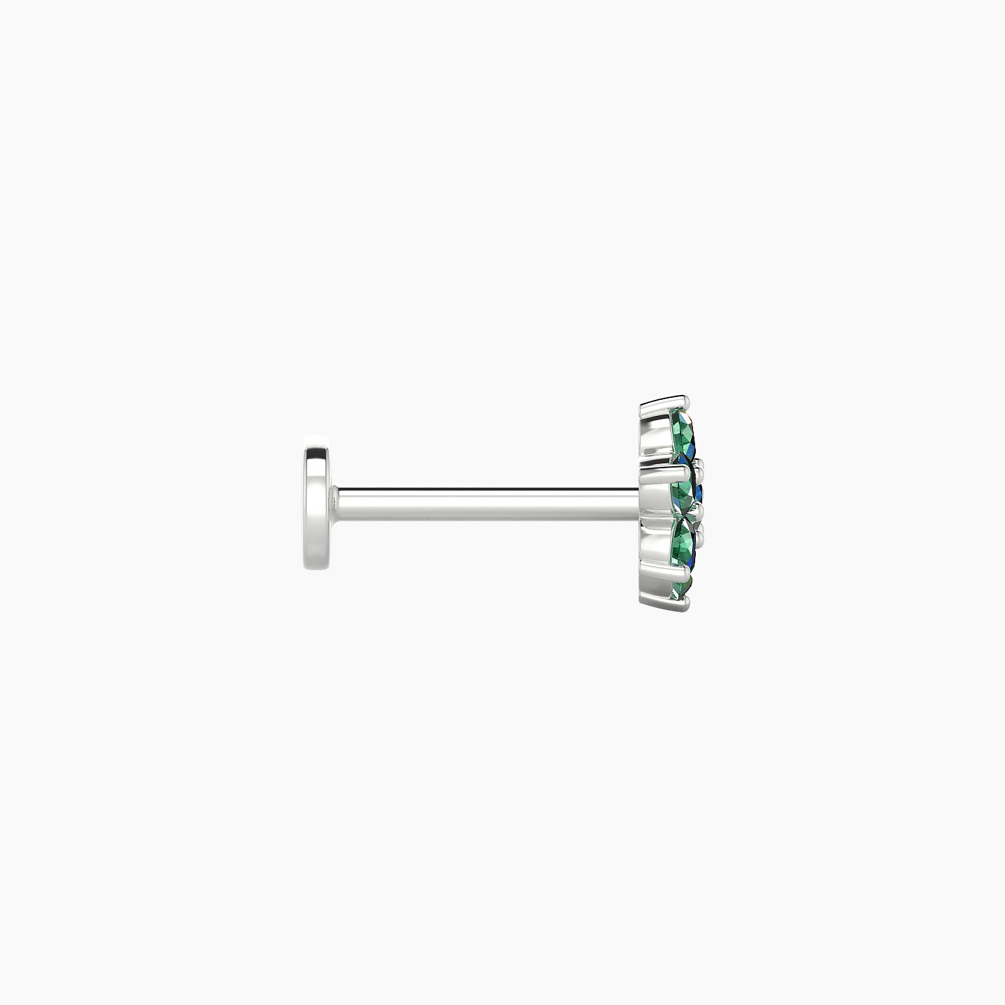 Chloris | 18k White Gold 8 mm 6 mm Flower Emerald Piercing