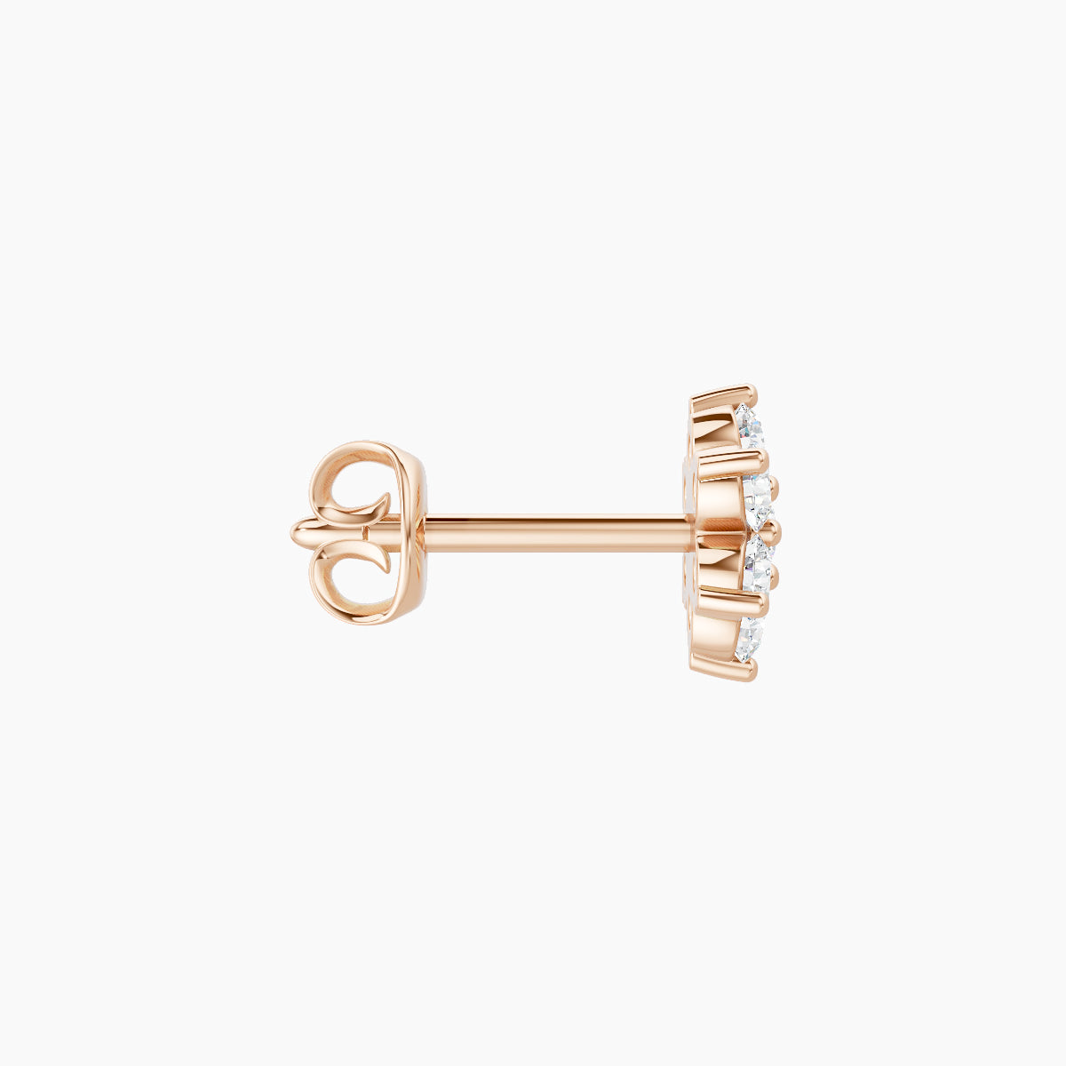 Chloris | 18k Rose Gold 6 mm Flower Diamond Earring