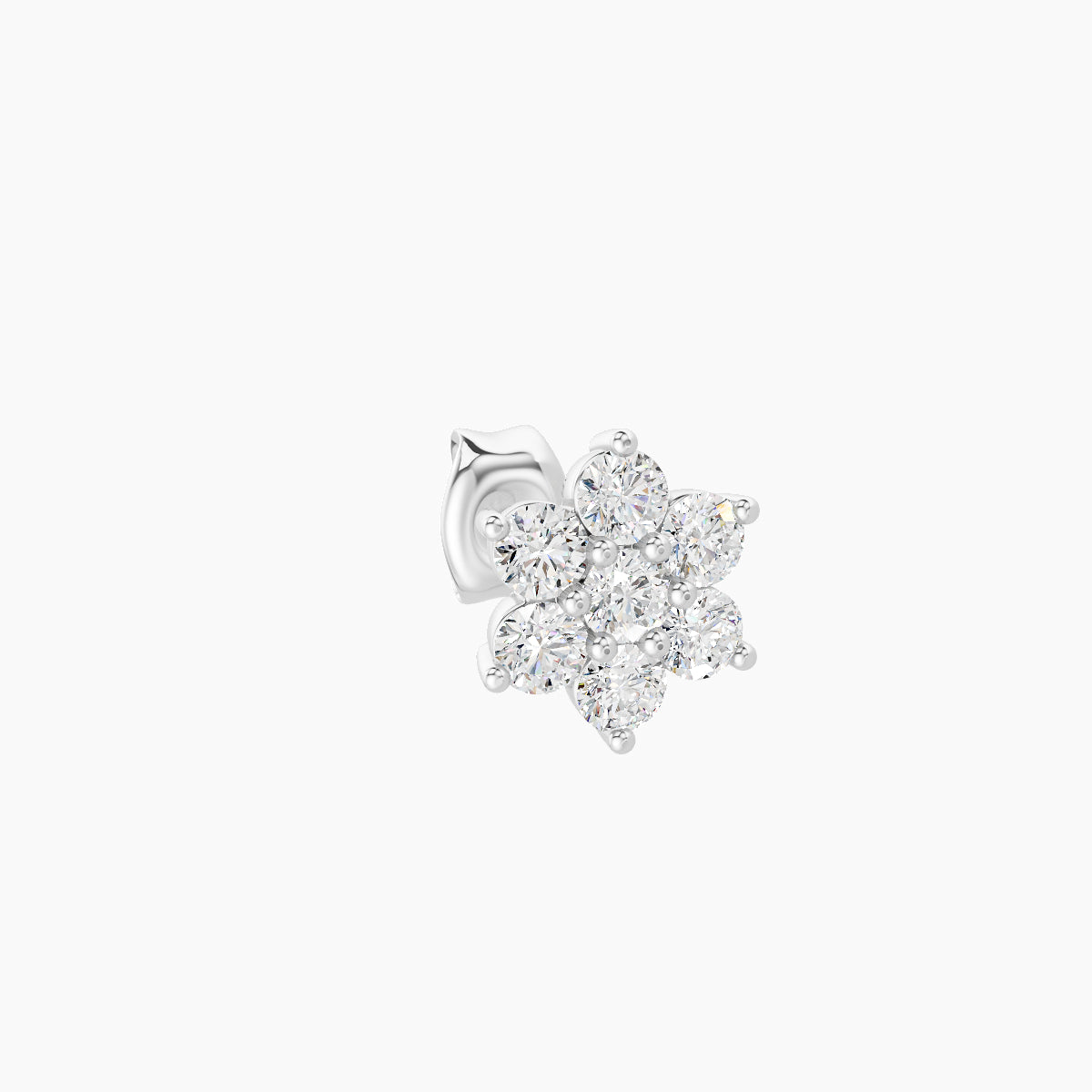 Chloris | 18k White Gold 6 mm Flower Diamond Earring
